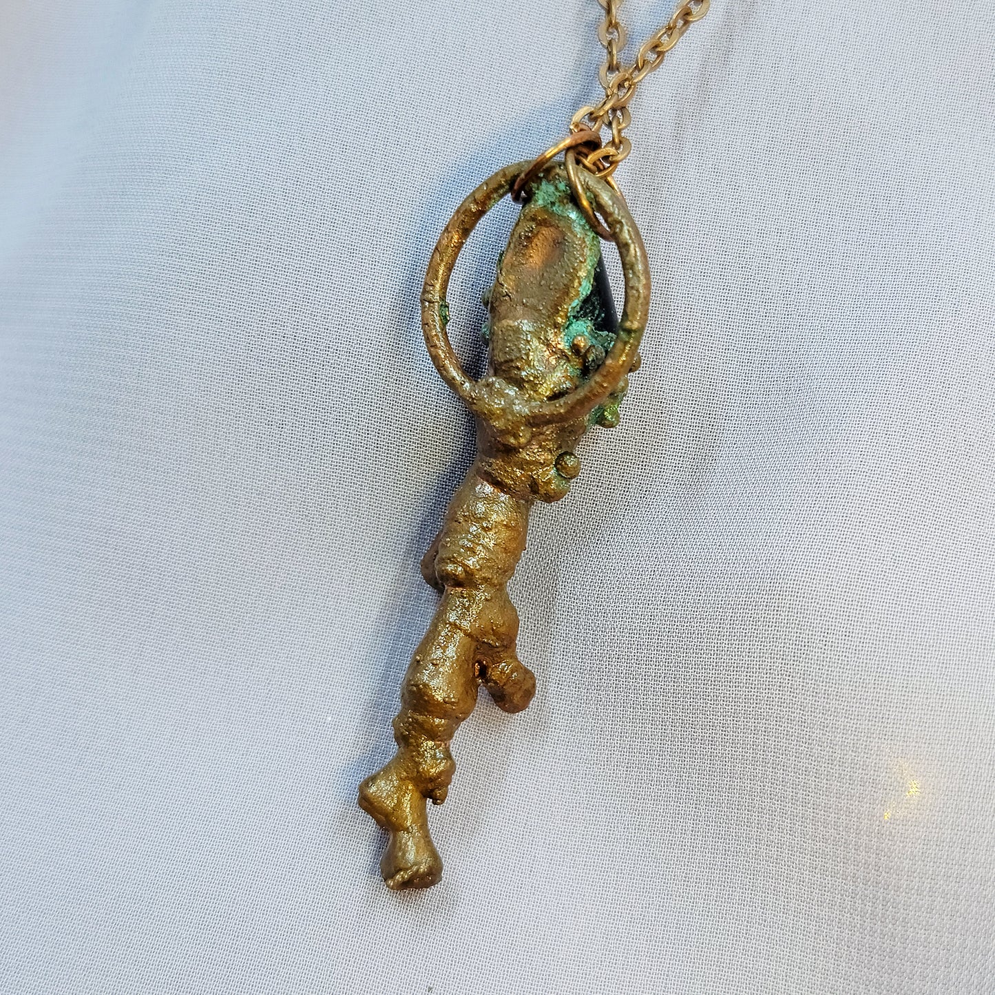 Onyx & Sycamore Wood Electroformed Copper Pendant