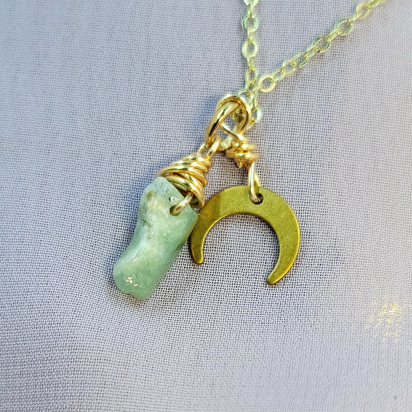 Mystical Witchy Fairy Ocean Jasper Moon Necklace
