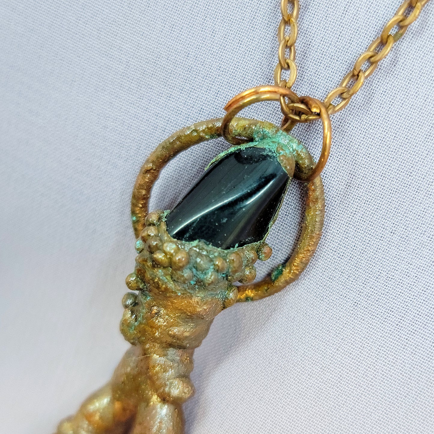 Onyx & Sycamore Wood Electroformed Copper Pendant