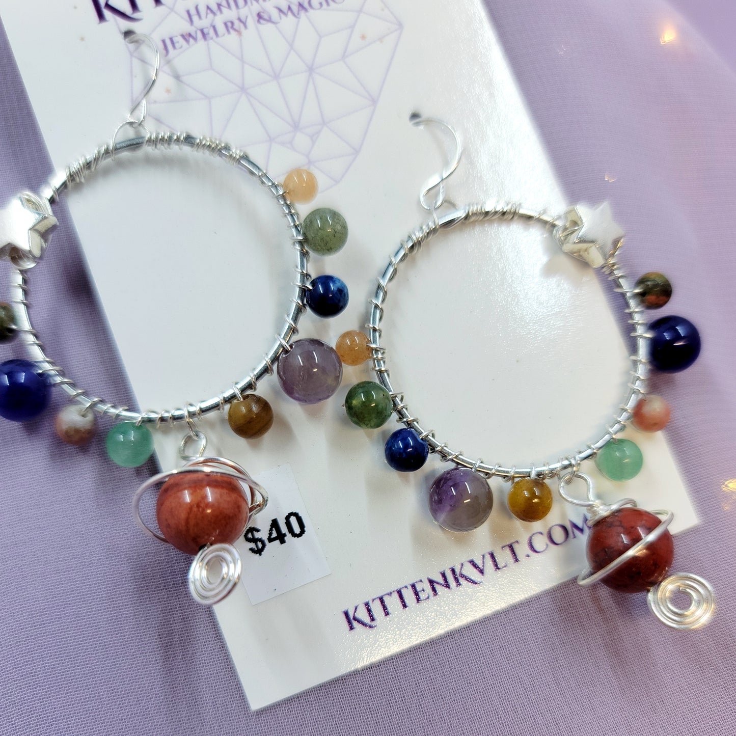 Crystal Planet Space Hoop Earrings