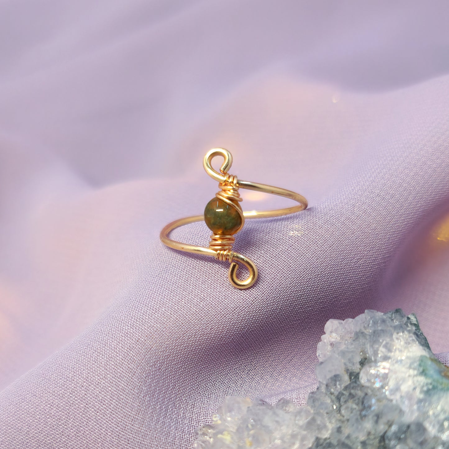Earthy Fairy Moss Agate Ring