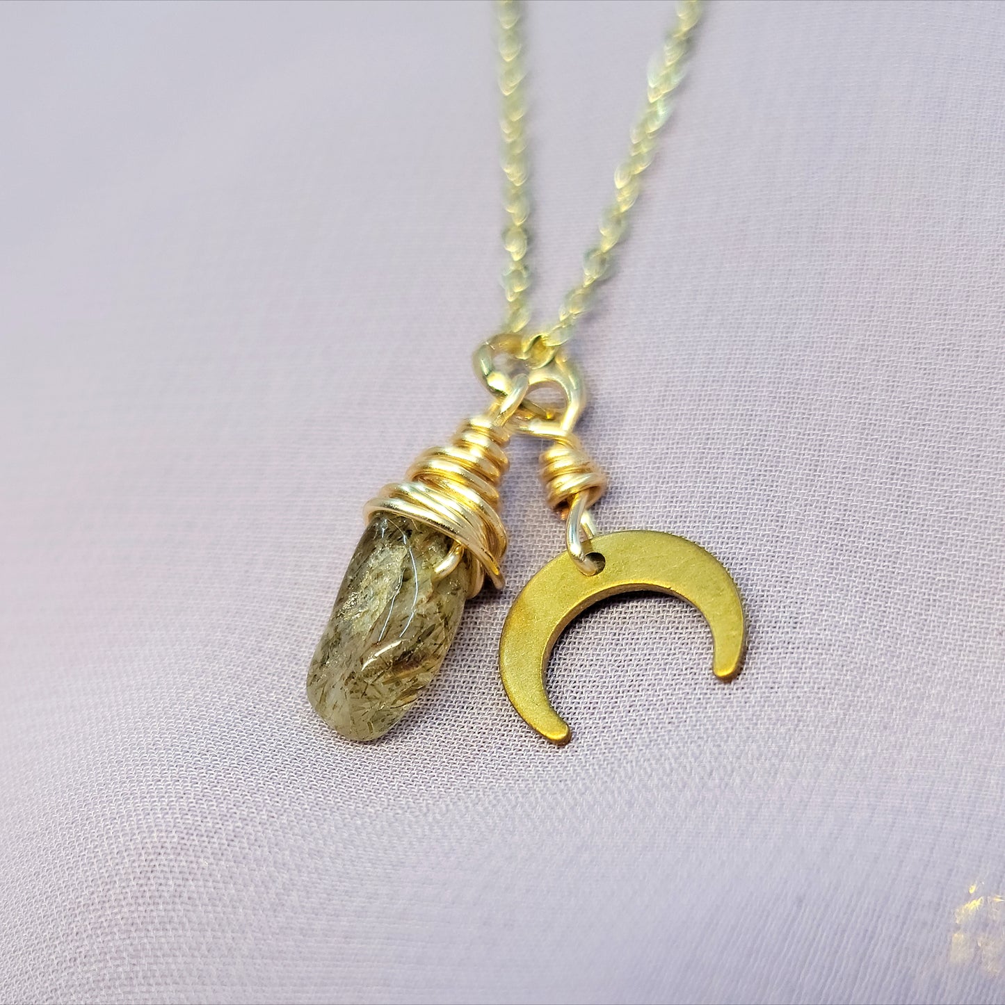 Mystical Witchy Fairy Ocean Jasper Moon Necklace