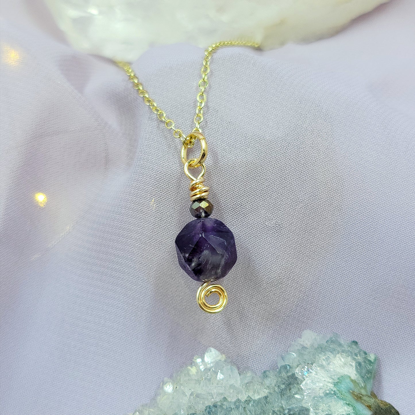 Star Cut Amethyst Necklace
