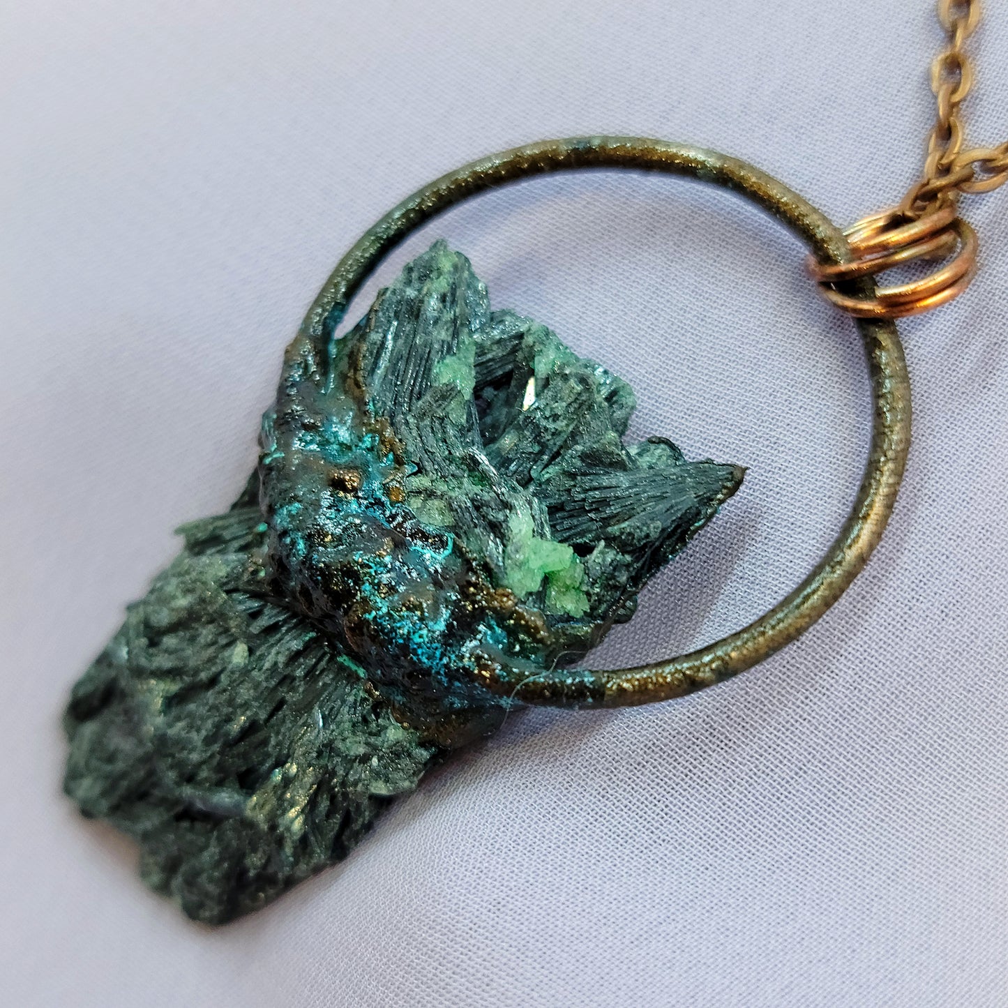 Black Kyanite Patina Dark Mountain Electroformed Copper Necklace