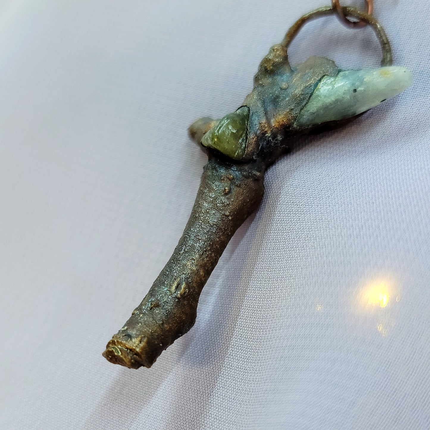 Real Twig & Labradorite Electroformed Copper Necklace