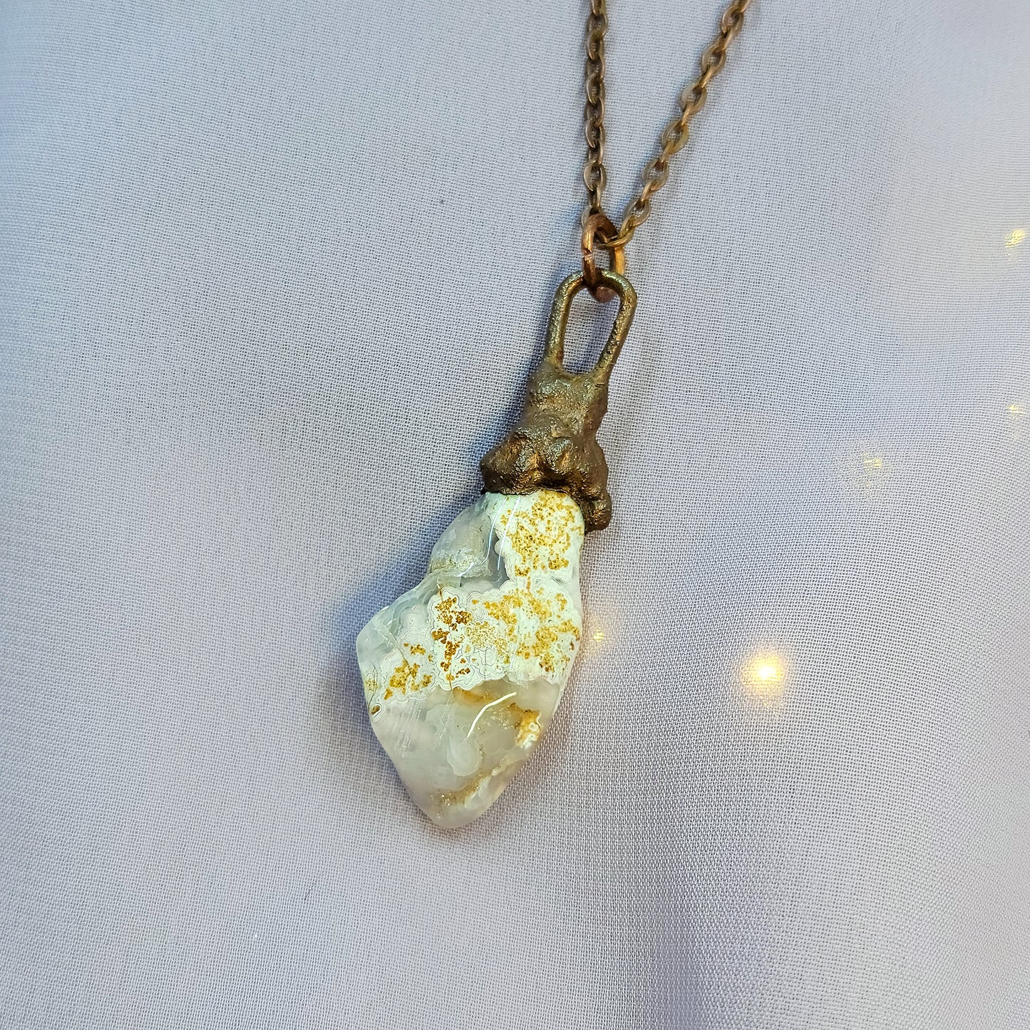 Calico Lace Agate Copper Pendant
