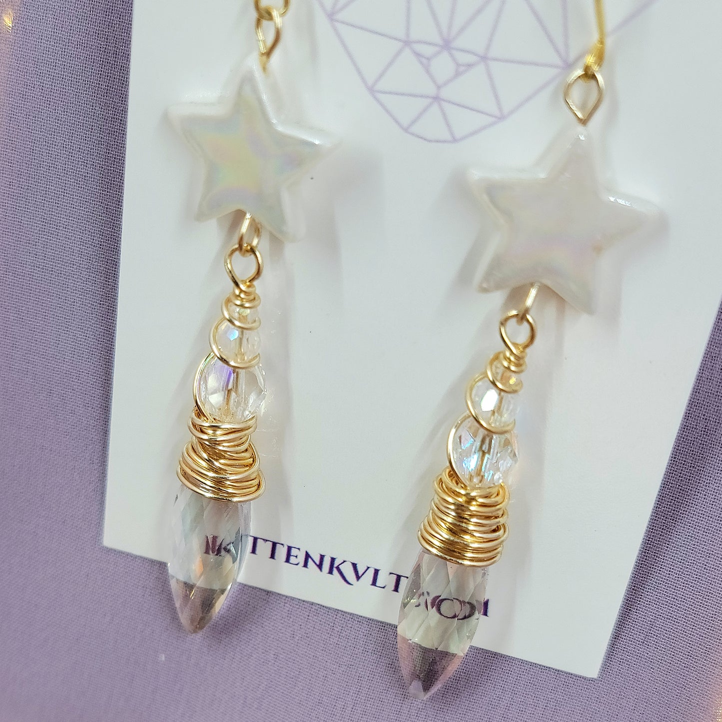 Celestial Sun Catcher Earrings With Shell Stars