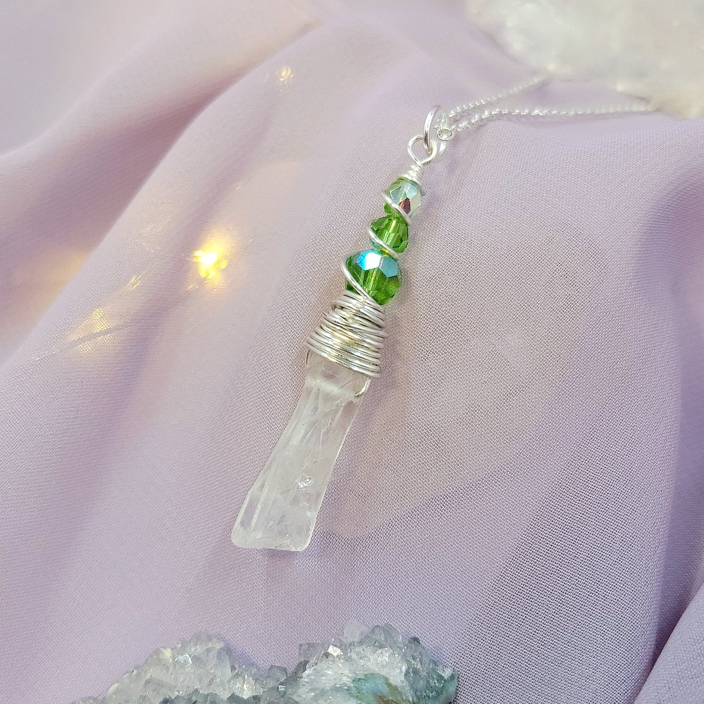 Mystical Fairy Green Witch Quartz Crystal Necklace