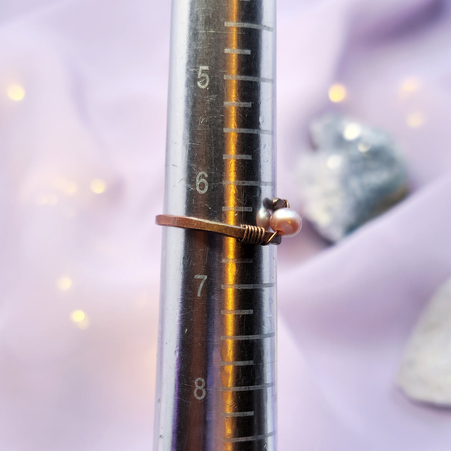 Fairy Ethereal Hammered Copper Pearl Ring