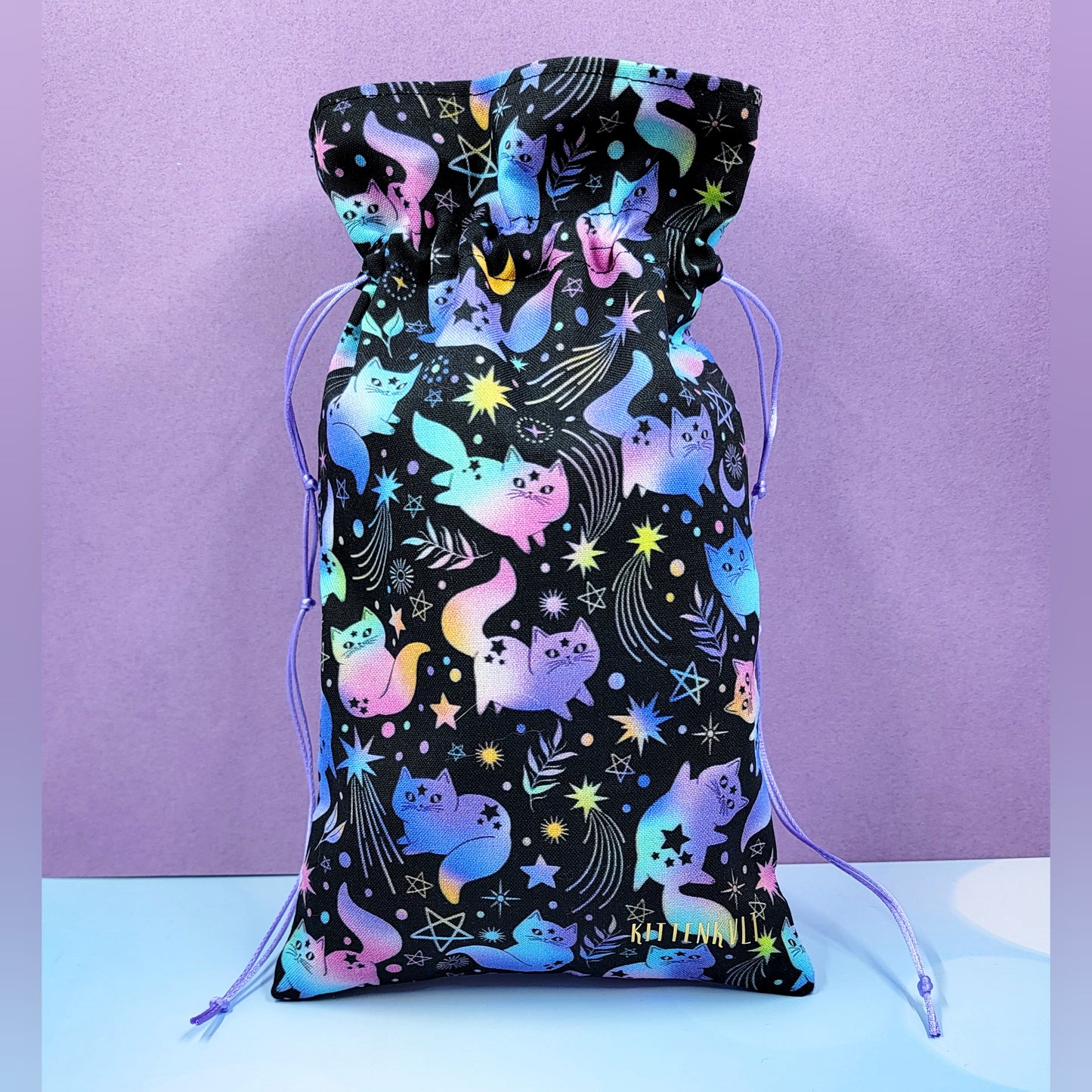 Witchy Mystical Celestial Rainbow Kitty Cats Tarot Pouch
