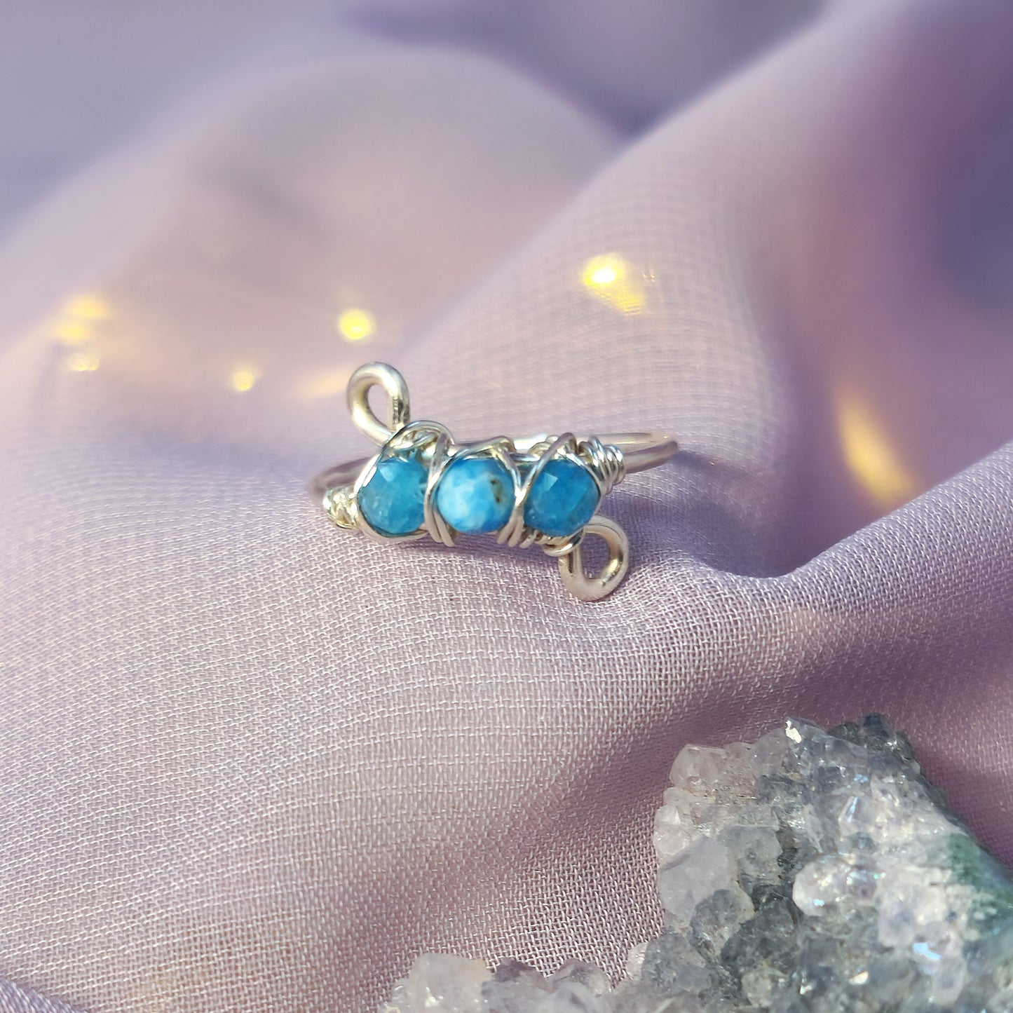 Mystical Sea Witch Fairy Blue Apatite Ring