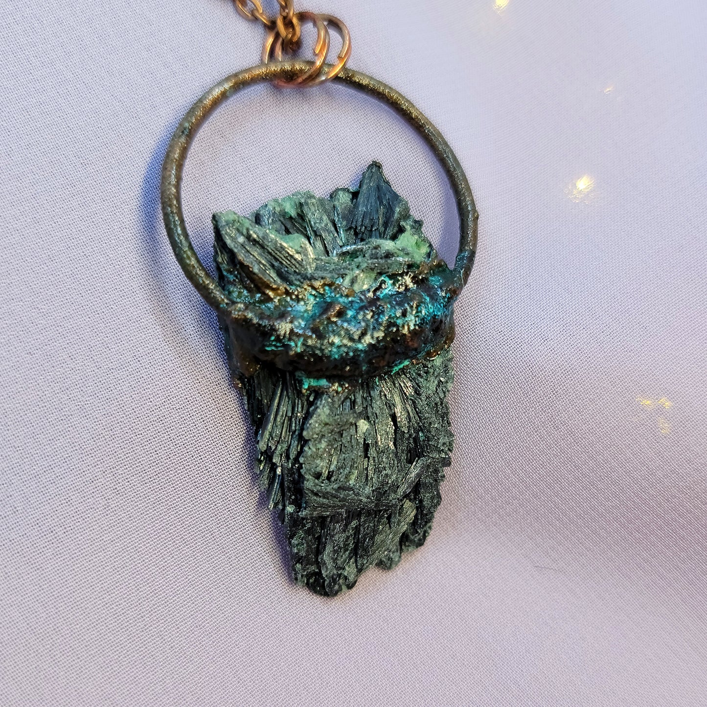 Black Kyanite Patina Dark Mountain Electroformed Copper Necklace