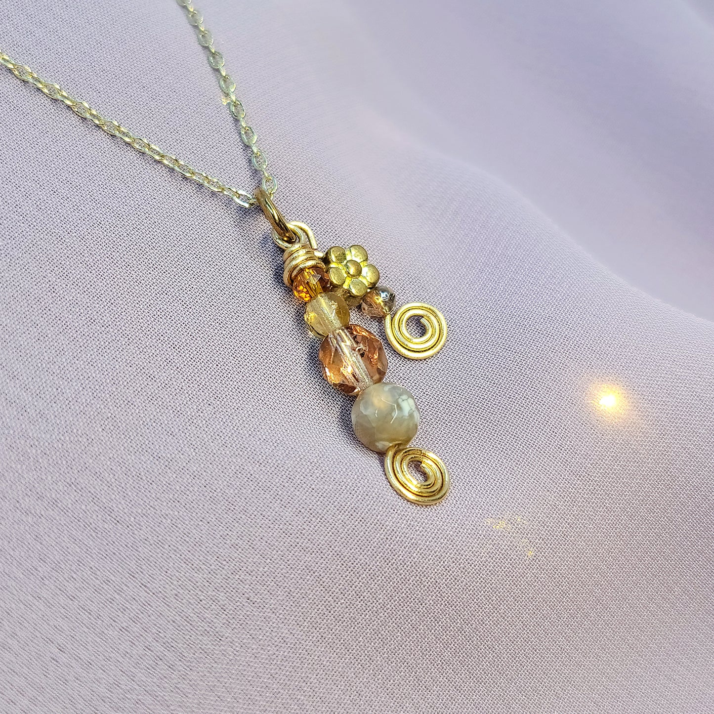 Agate Fairy Flower Necklace