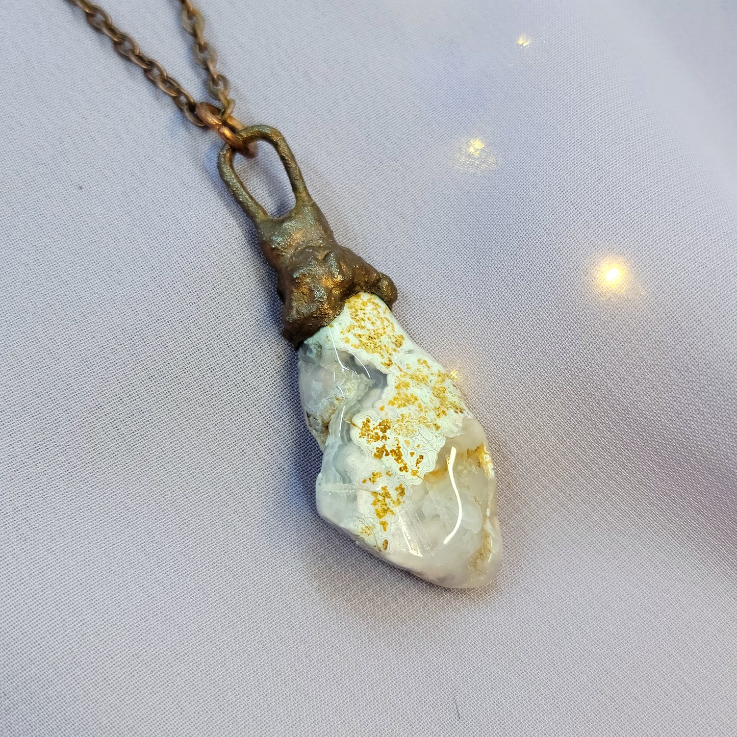 Calico Lace Agate Copper Pendant