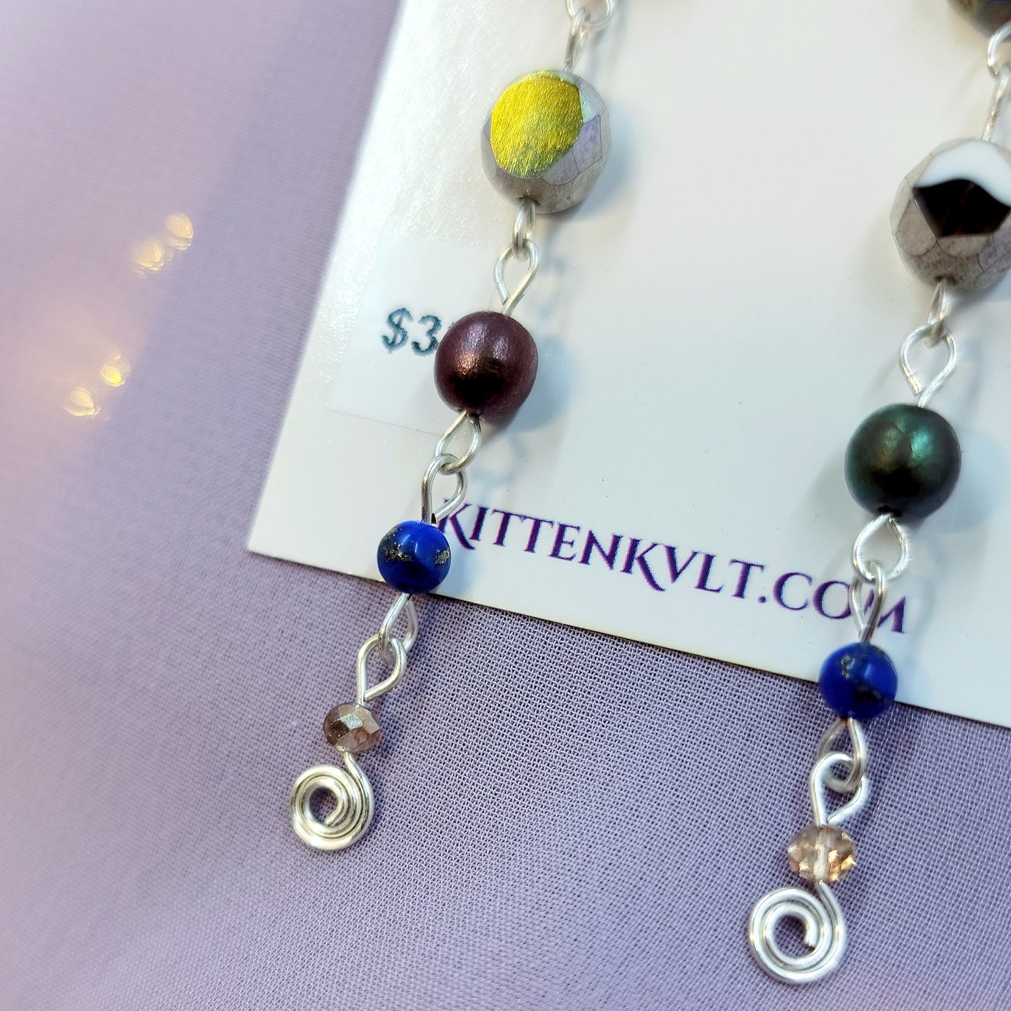 Lapis Lazuli & Czech Glass Flower Earrings