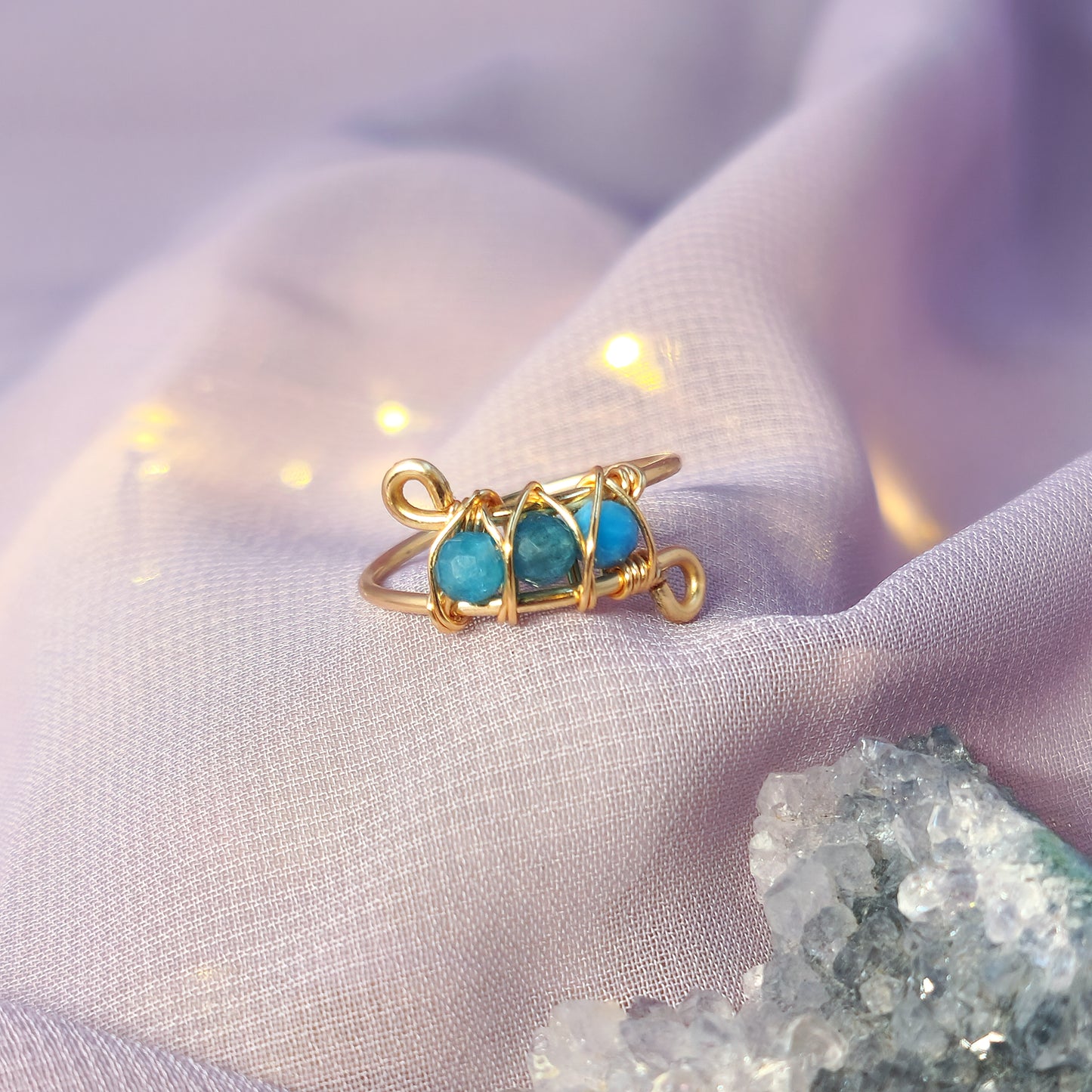 Mystical Sea Witch Fairy Blue Apatite Ring