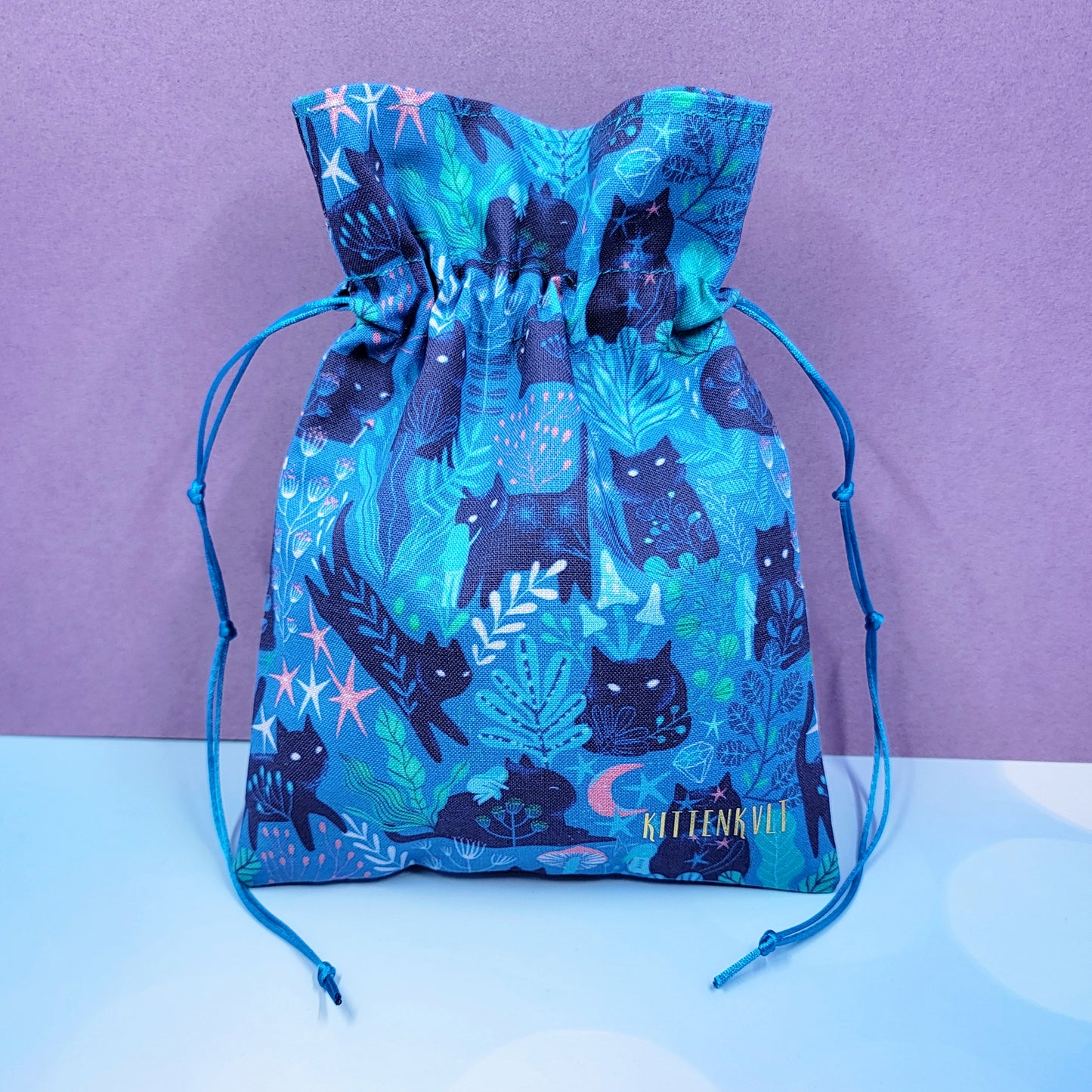 Mystical Witchy Kitty Cat Fairy Garden Trinket Pouch