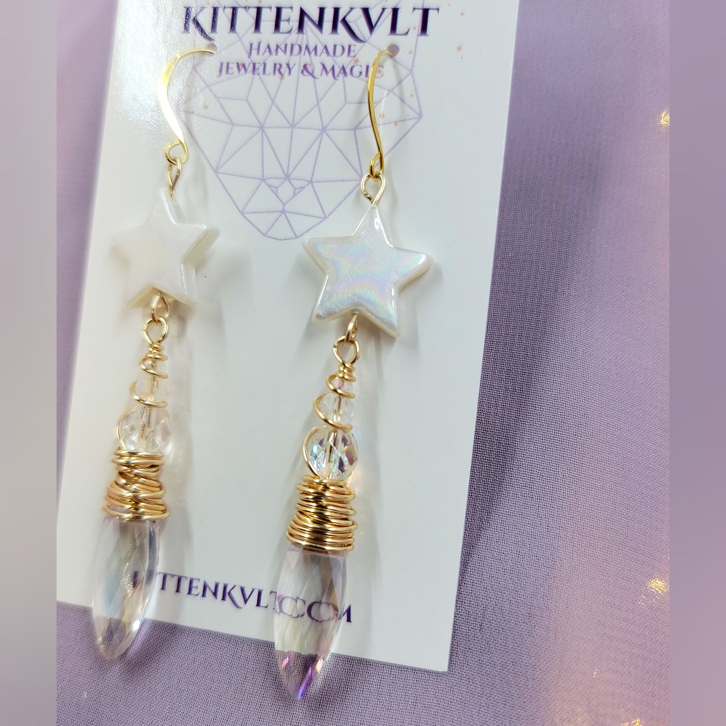 Celestial Sun Catcher Earrings With Shell Stars