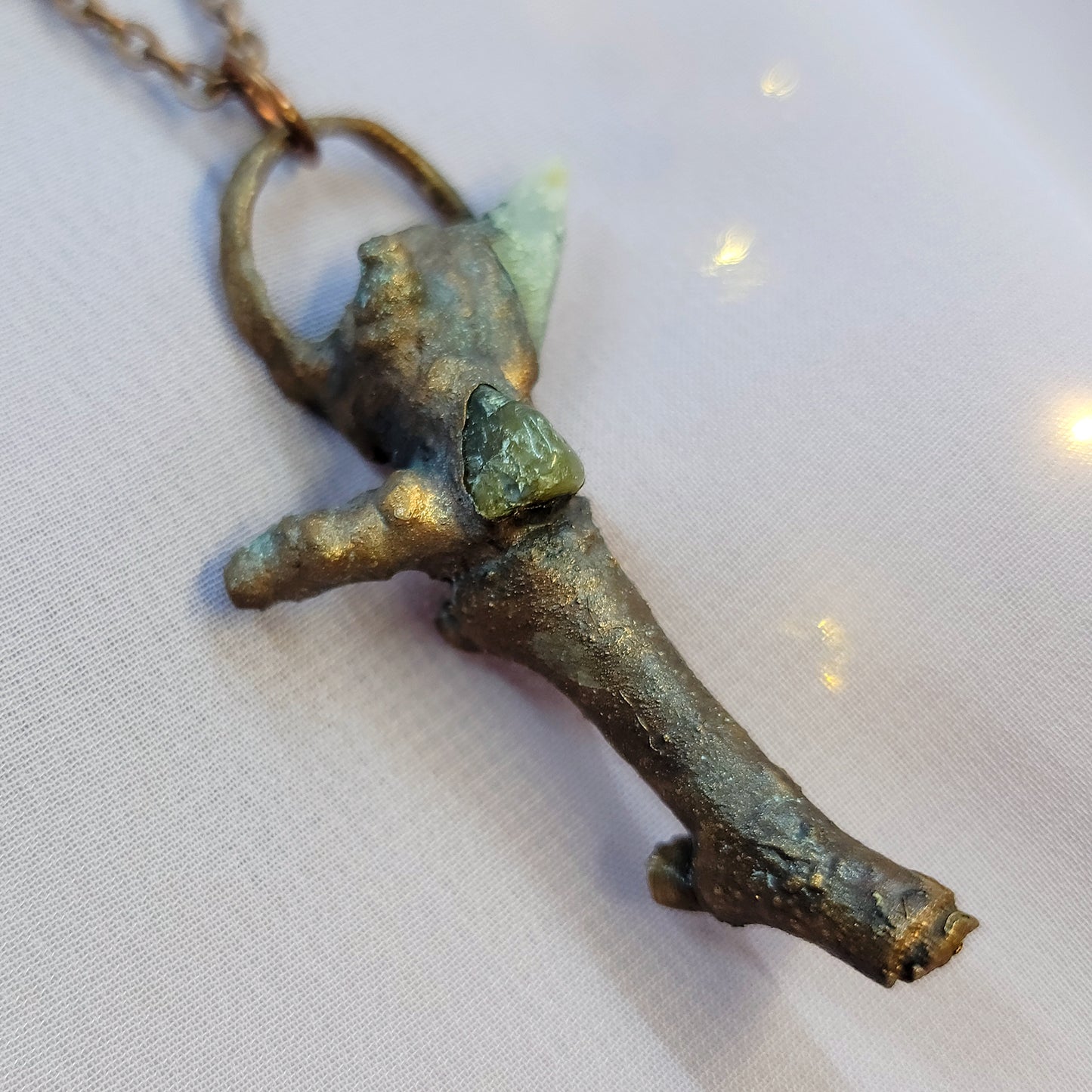 Real Twig & Labradorite Electroformed Copper Necklace