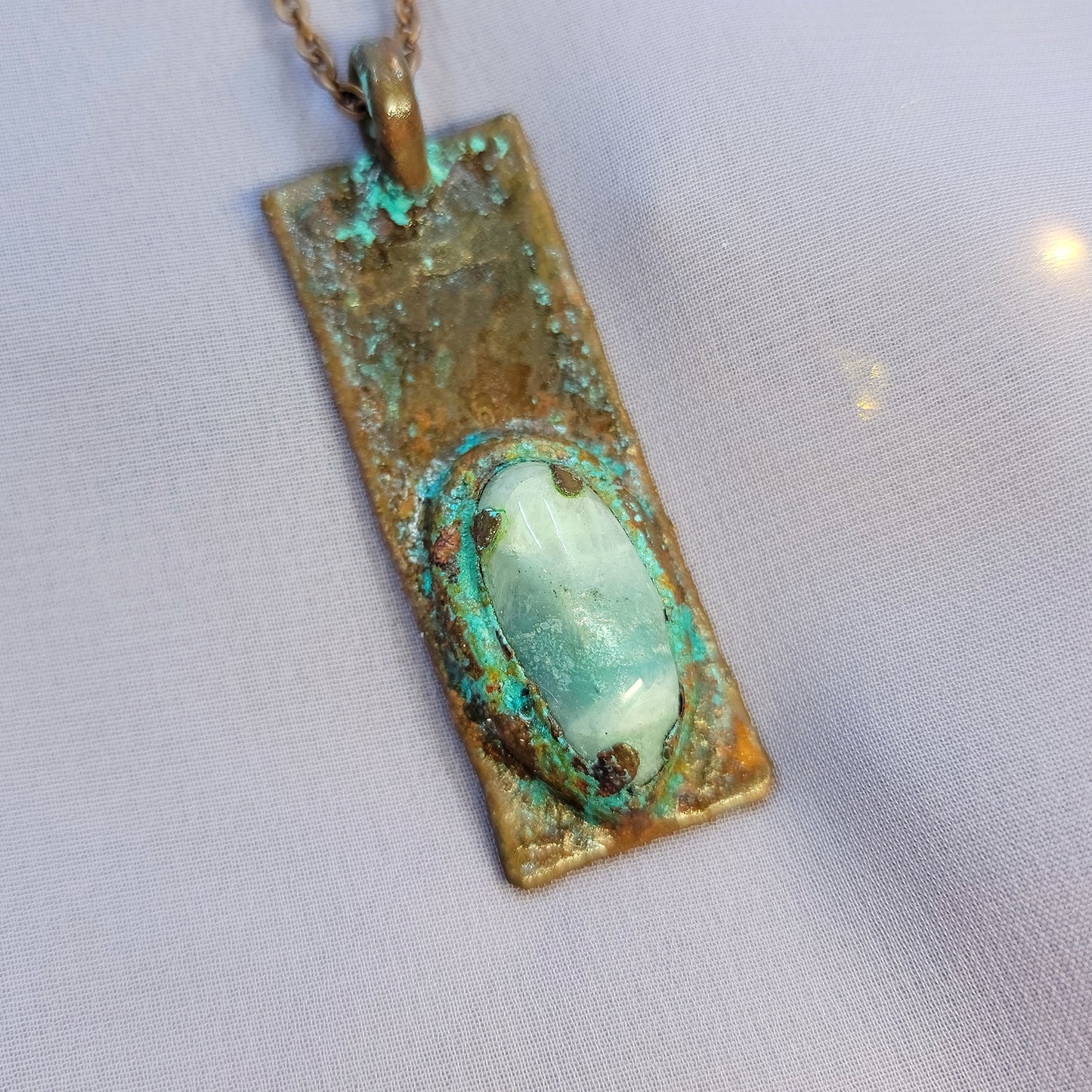 Amazonite Patina Electroformed Copper Necklace