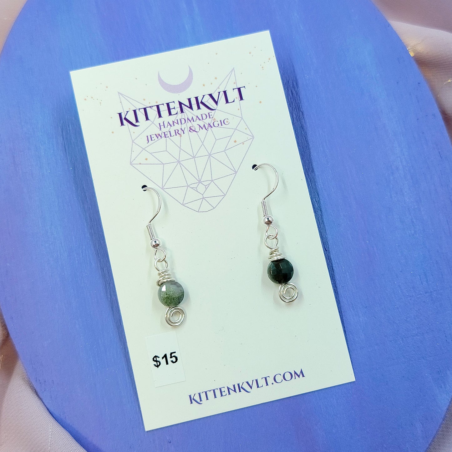 Dainty Earthy Moss Agate & Jasper Earrings
