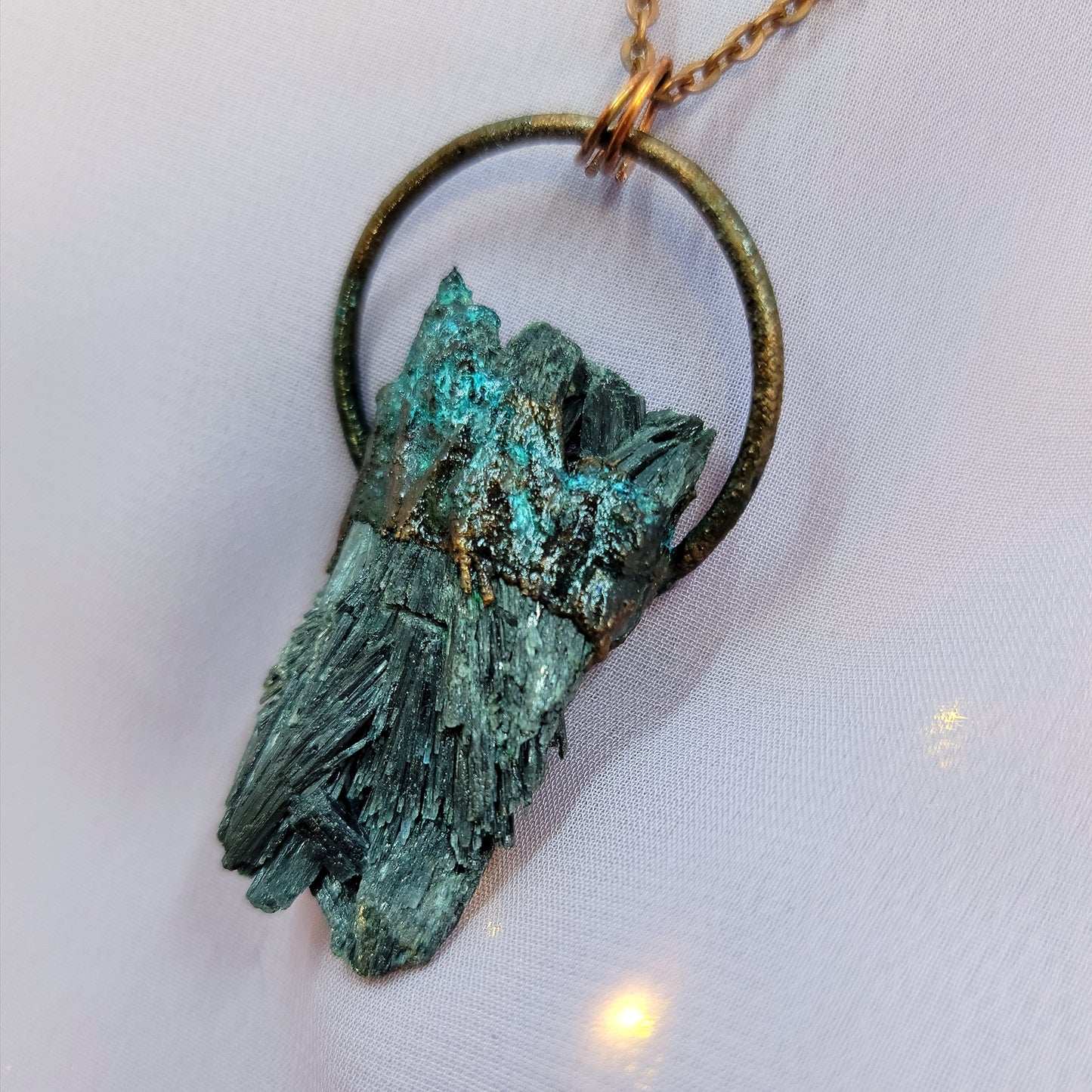 Black Kyanite Patina Dark Mountain Electroformed Copper Necklace
