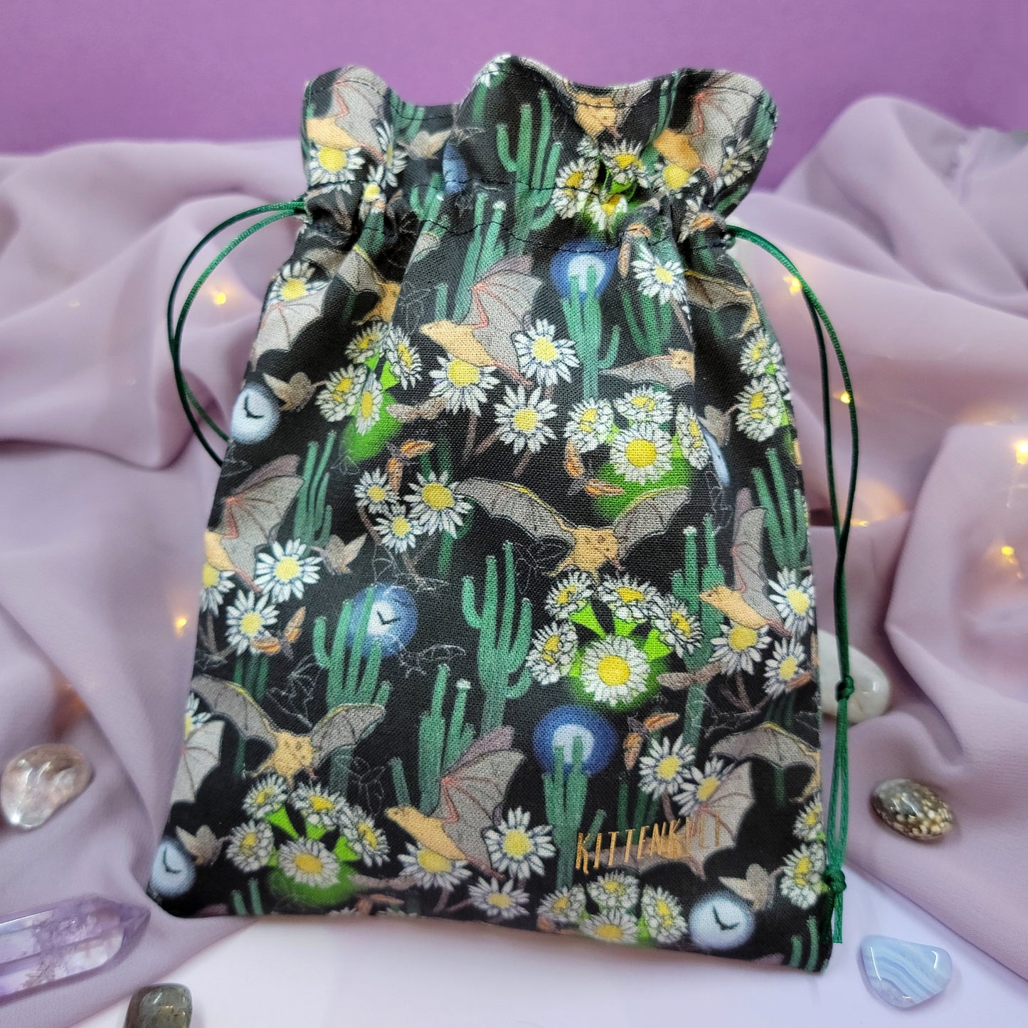 Bat & Moth Flower Crystal Trinket Pouch