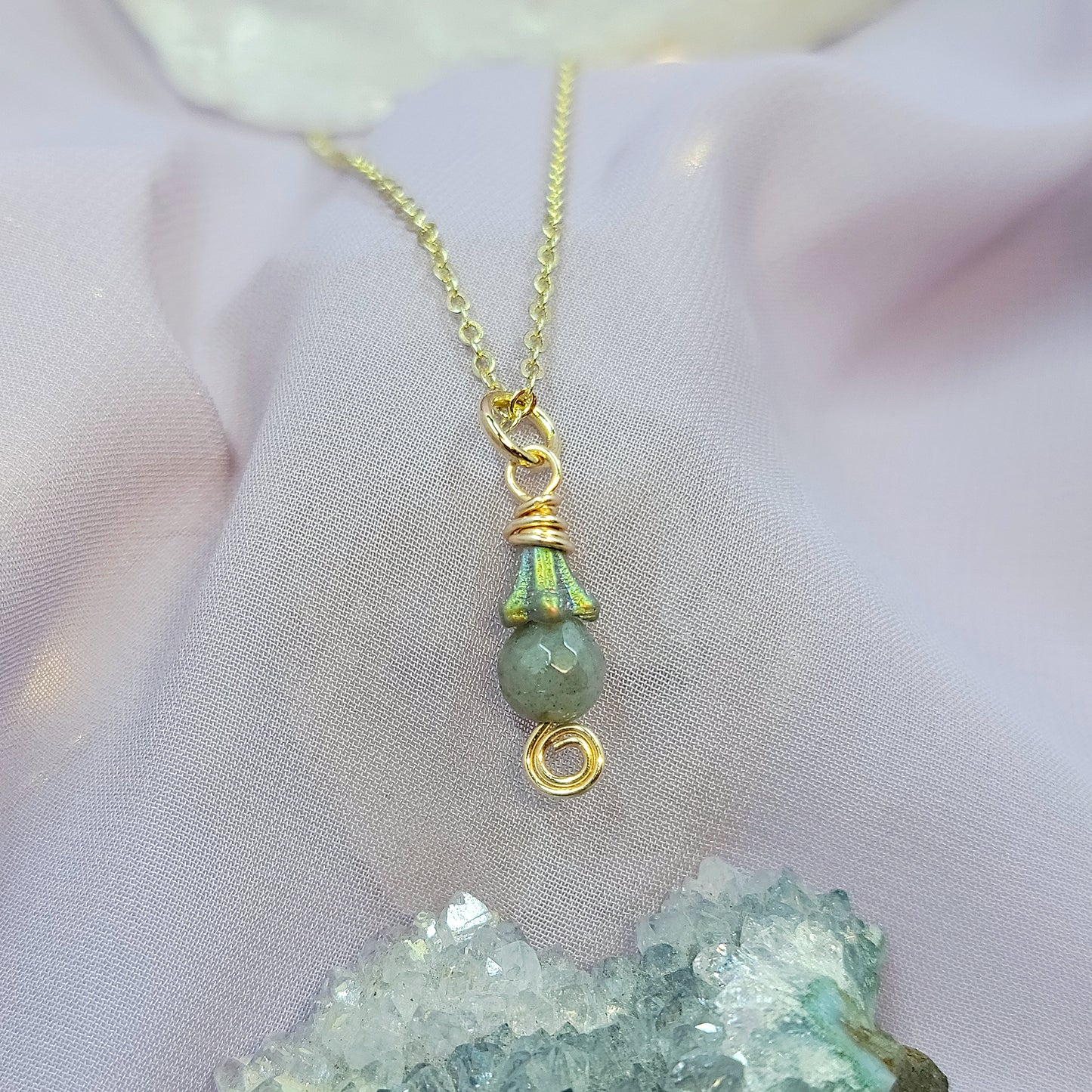 Dainty Fairy Labradorite Flower Necklace