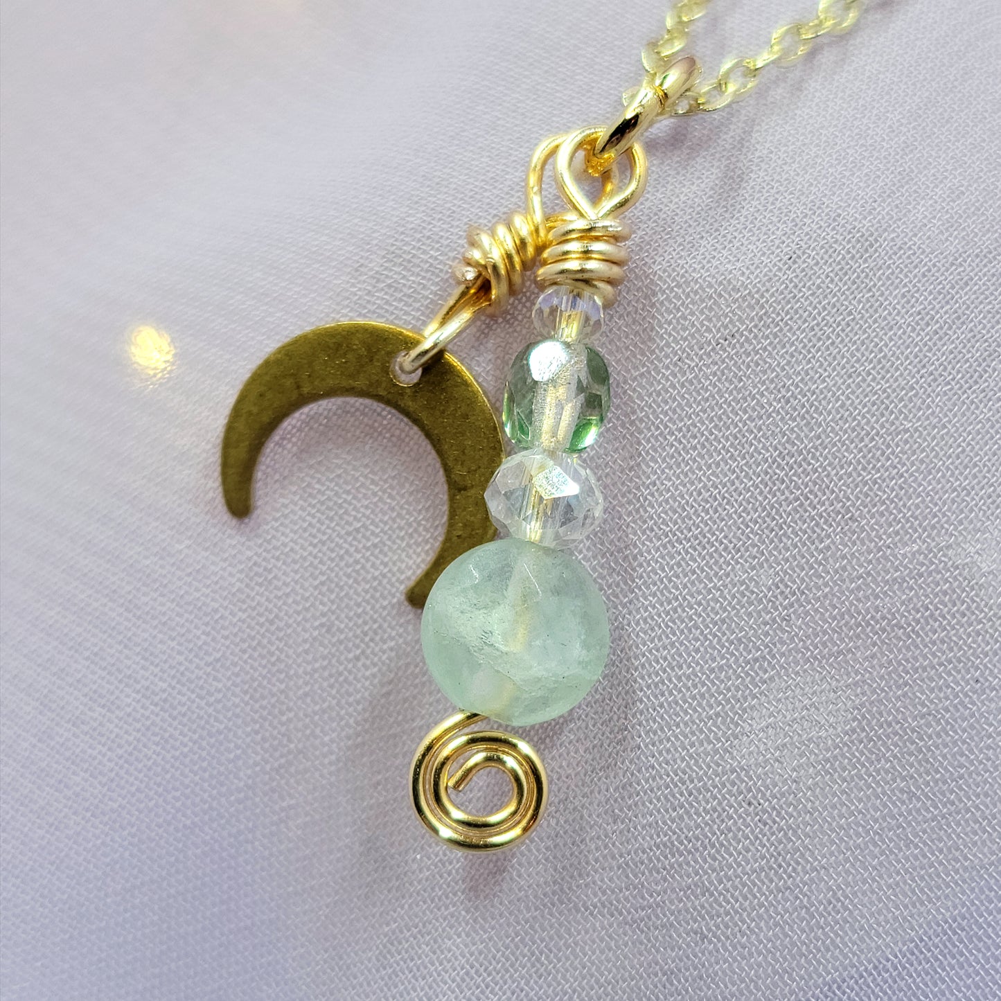 Ethereal Celestial Fluorite Moon Fairy Witch Necklace