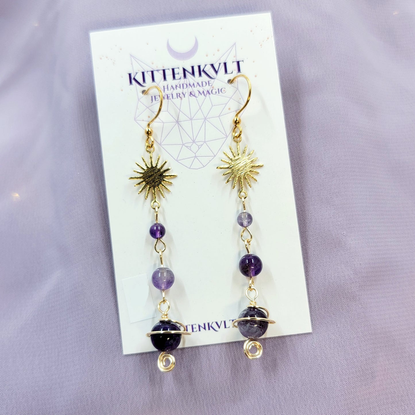 Amethyst Planet Earrings