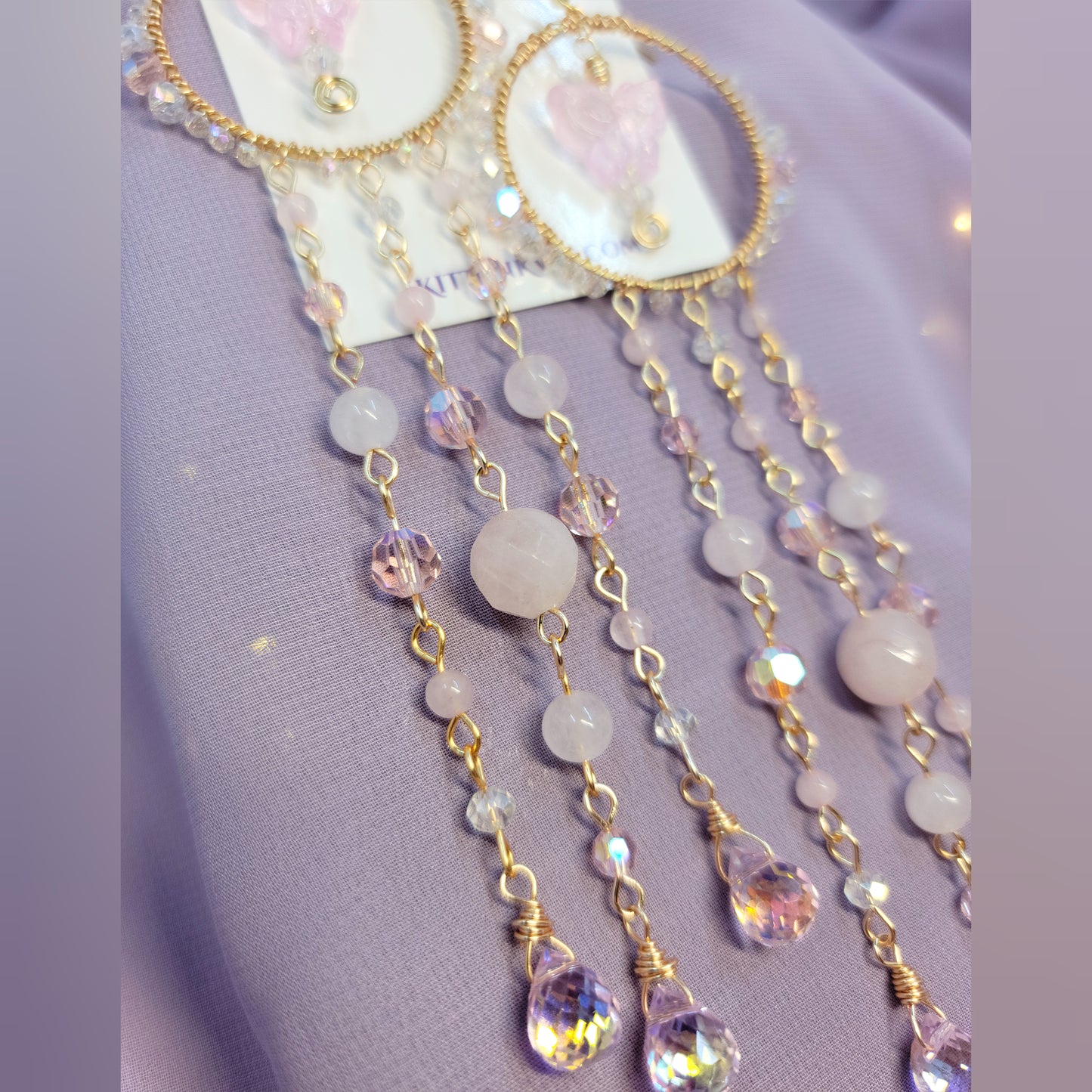 Rose Quartz Butterfly Sun Catcher Earrings