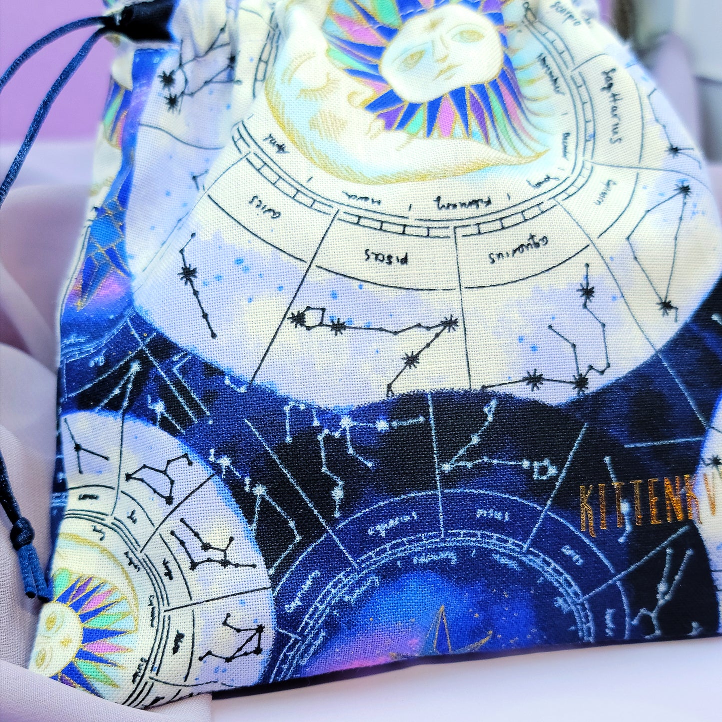 Mystical Celestial Zodiac Witchy Trinket Crystal Pouch