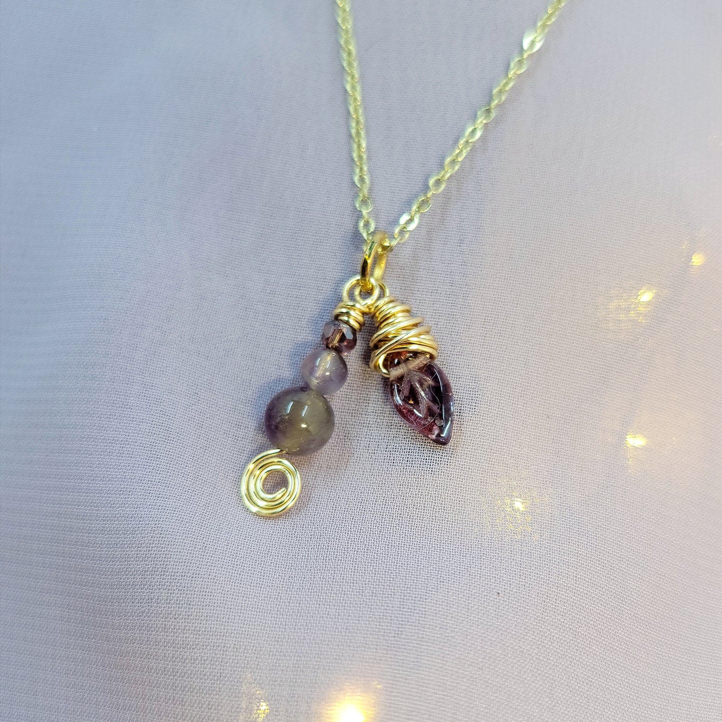 Ethereal Fairy Amethyst Leaf Necklace