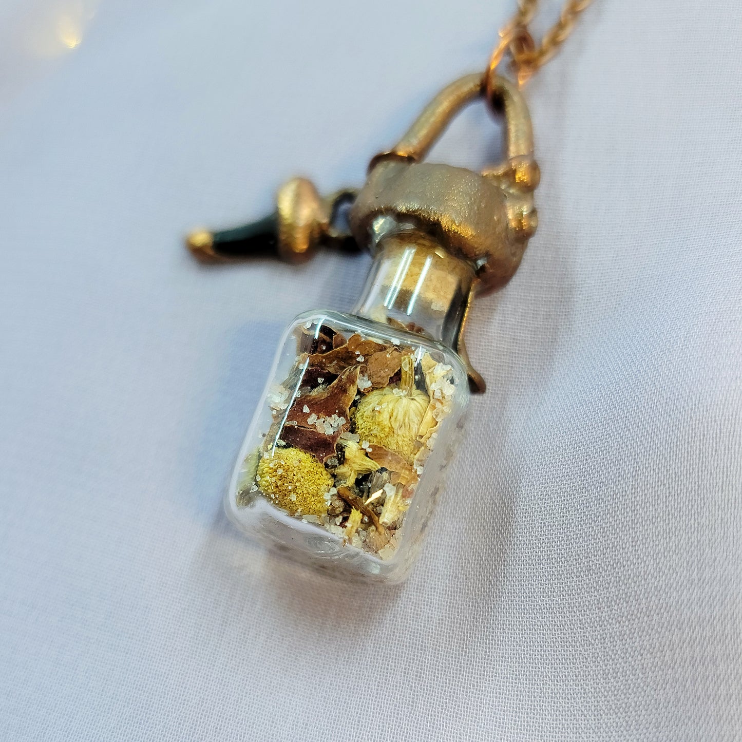 Anxiety Banishing Spell Jar & Shark Tooth Electroformed Copper Necklace