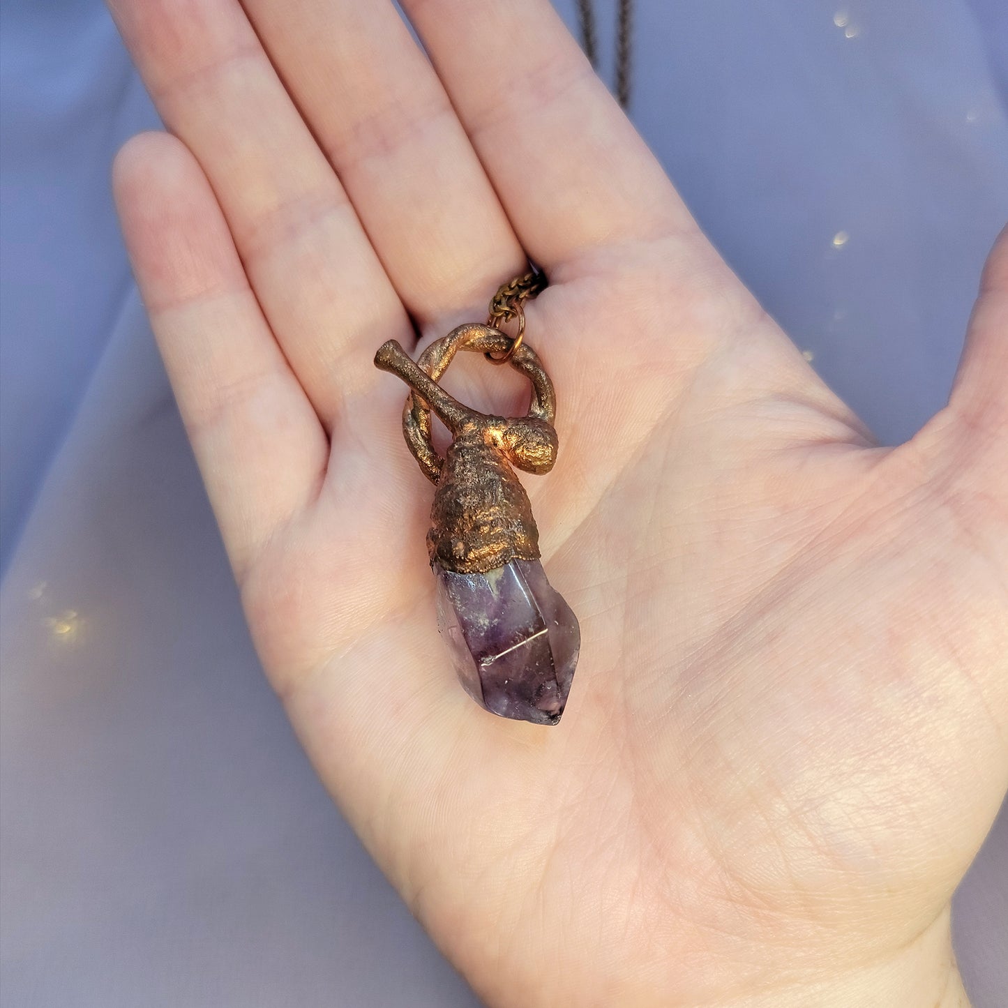 Amethyst Acorn Woodland Nymph Copper Necklace