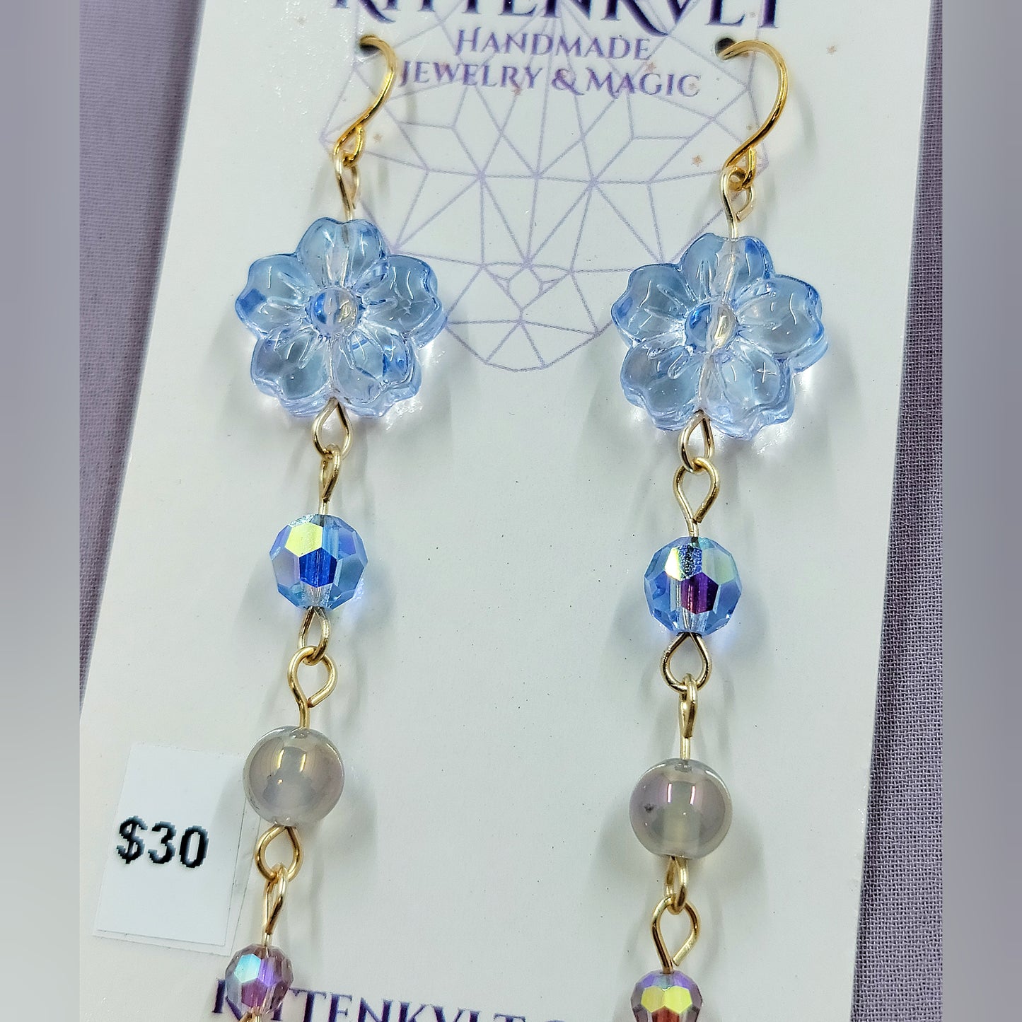 Aura Agate Glass Flower Earrings