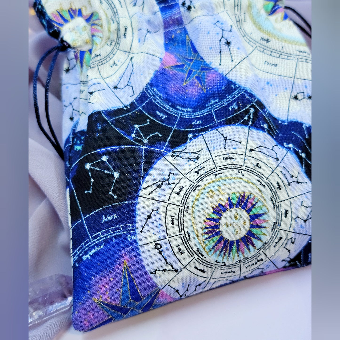Mystical Celestial Zodiac Witchy Trinket Crystal Pouch