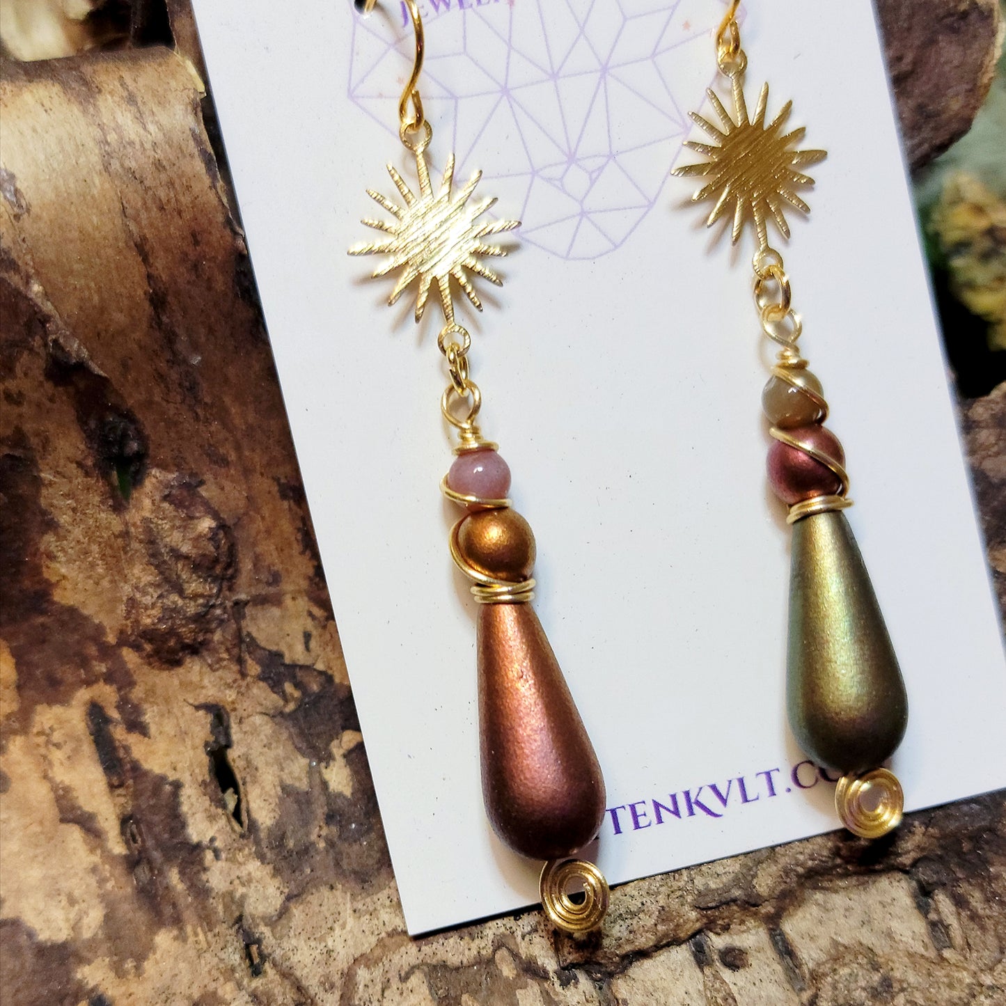 Celestial Earthy Ocean Jasper & Czech Glass Earrings