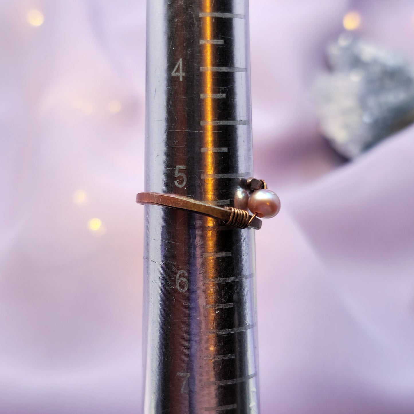 Fairy Ethereal Hammered Copper Pearl Ring