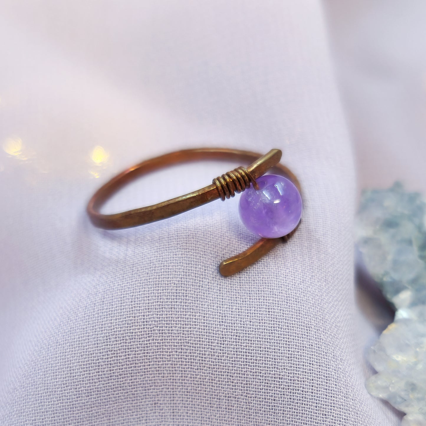 Fairy Hammered Copper Amethyst Ring