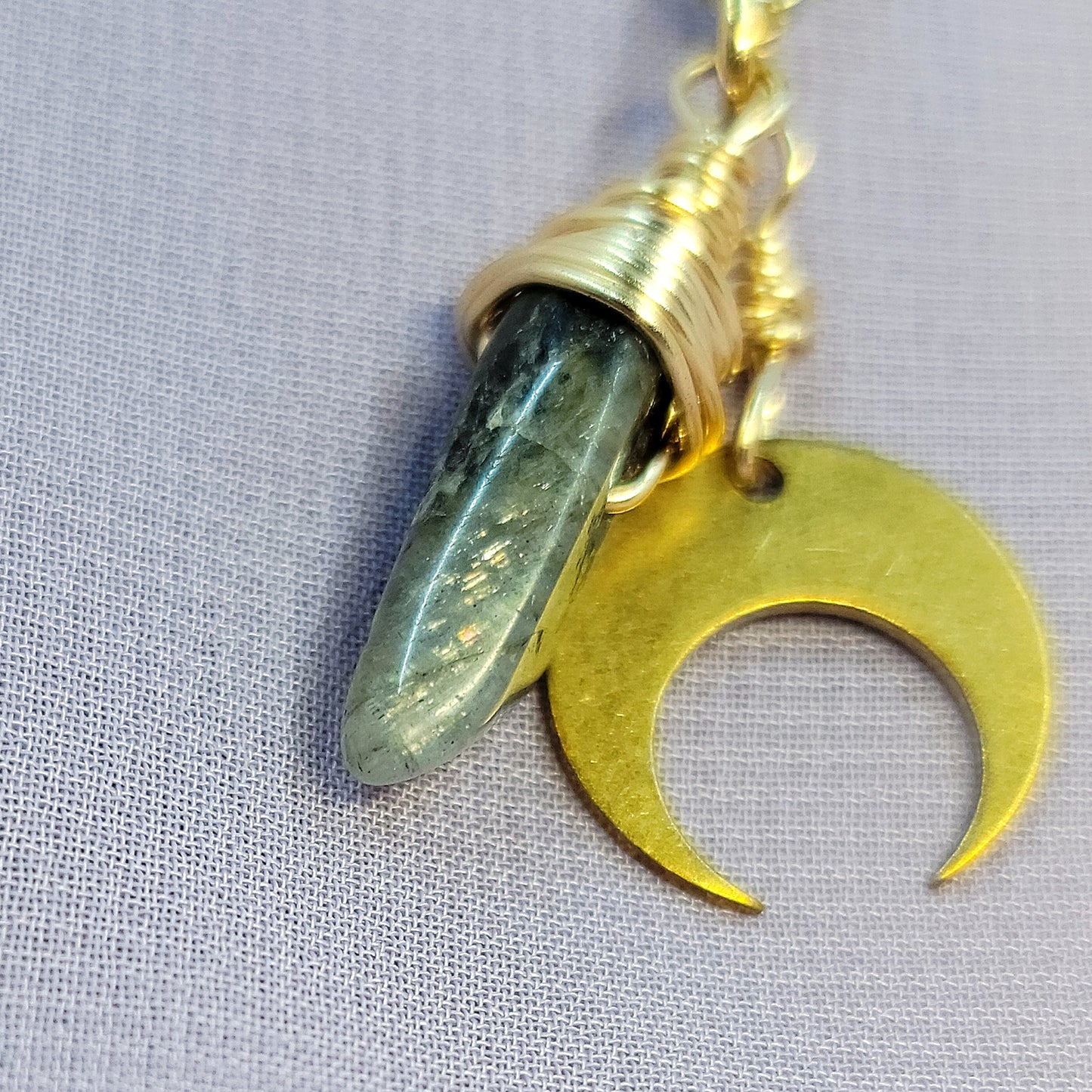 Mystical Witchy Fairy Labradorite Moon Necklace