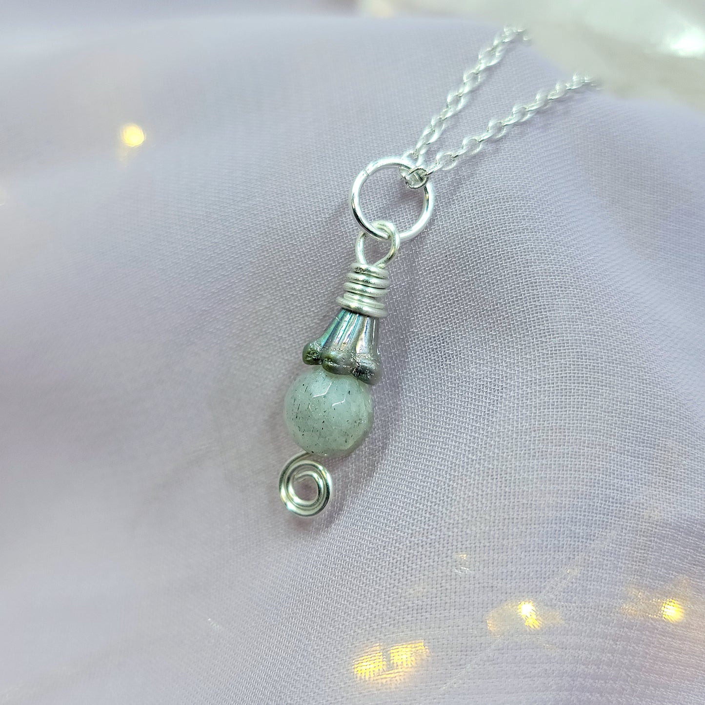 Dainty Fairy Labradorite Flower Necklace