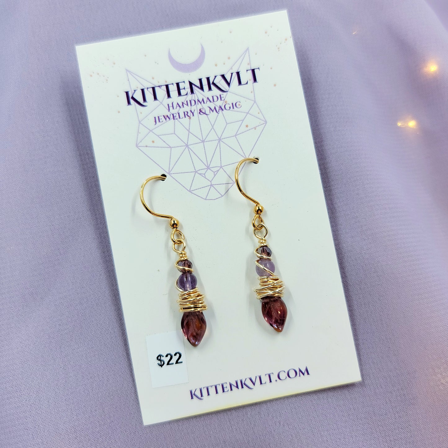 Dainty Fairy Amethyst Leaf Earrings