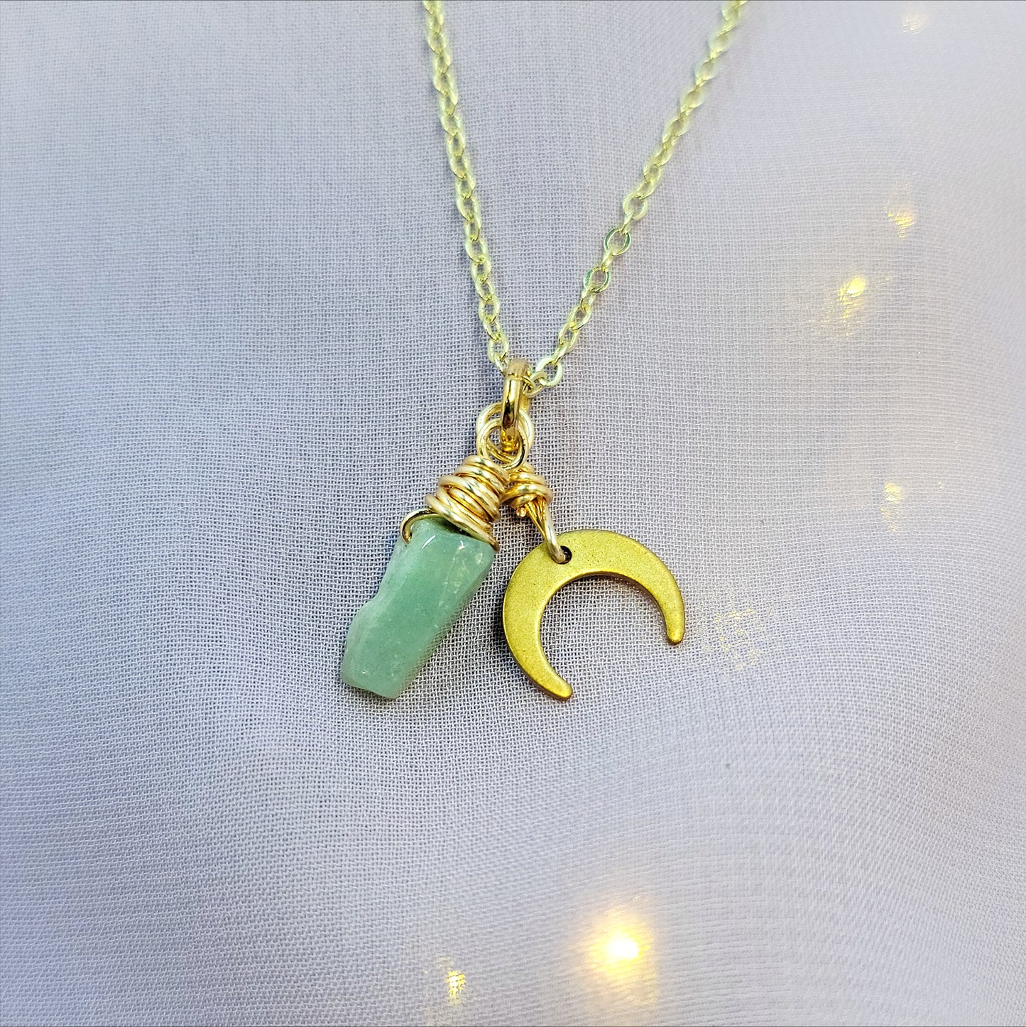 Mystical Witchy Fairy Ocean Jasper Moon Necklace