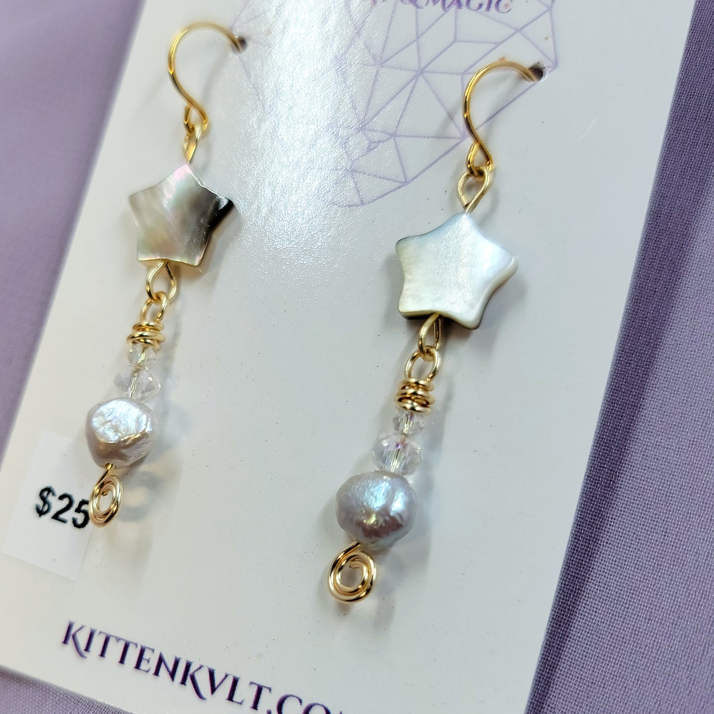 Shell Star & Freshwater Pearl Earrings