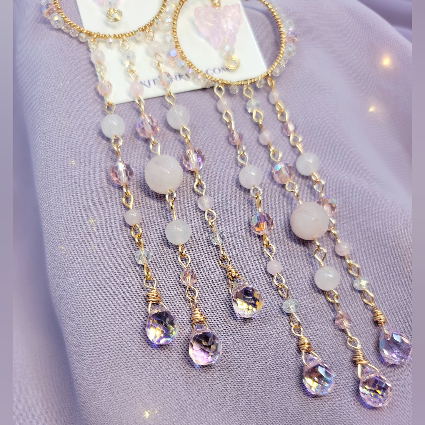 Rose Quartz Butterfly Sun Catcher Earrings