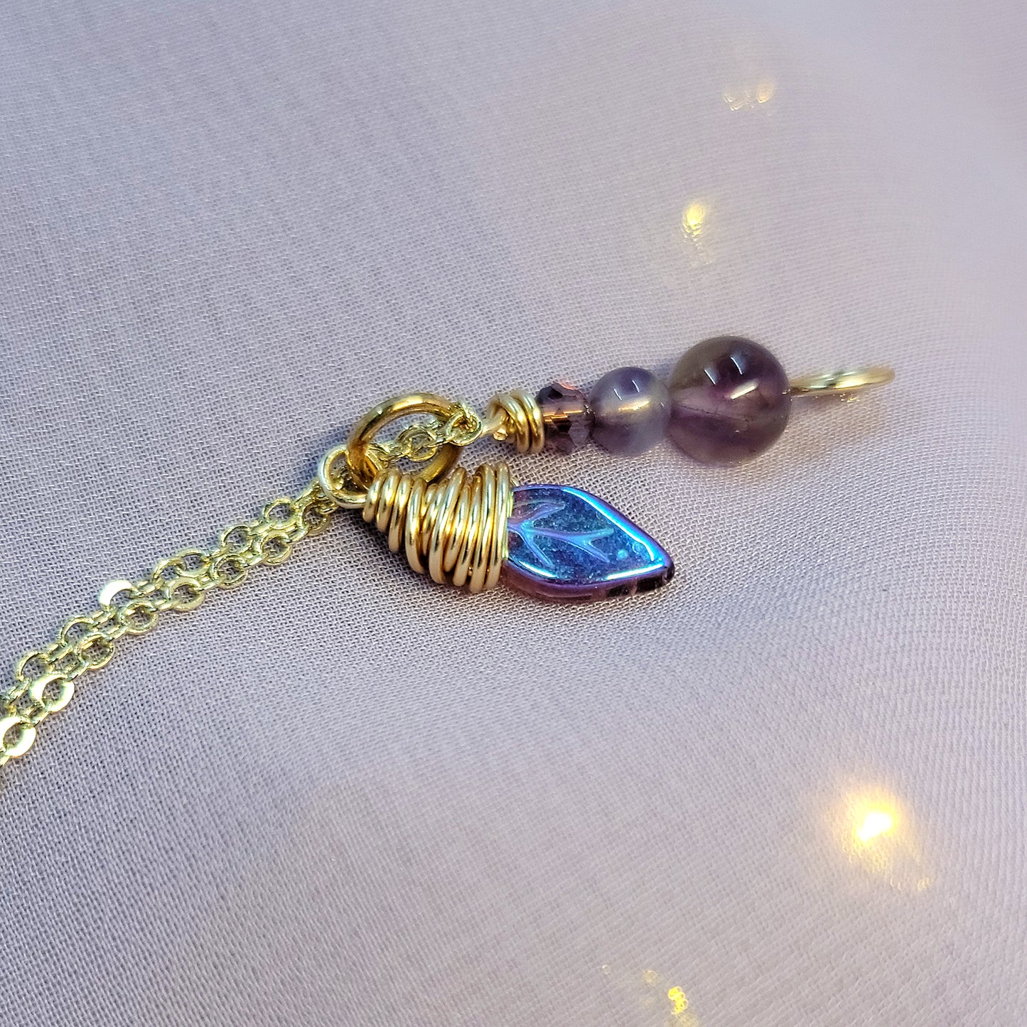Ethereal Fairy Amethyst Leaf Necklace