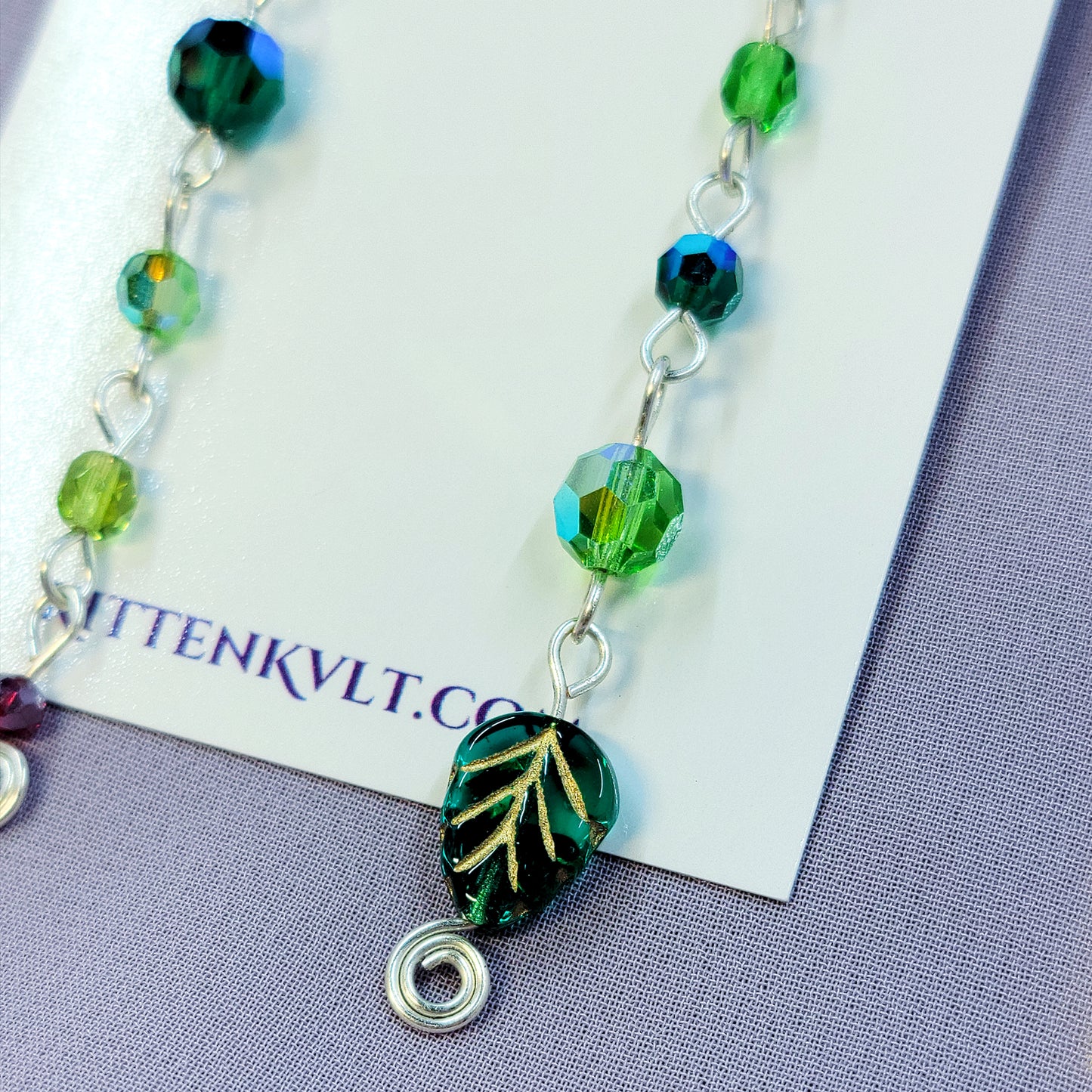 Czech Glass Cottage Witch Fairy Flower & Leaf Earrings
