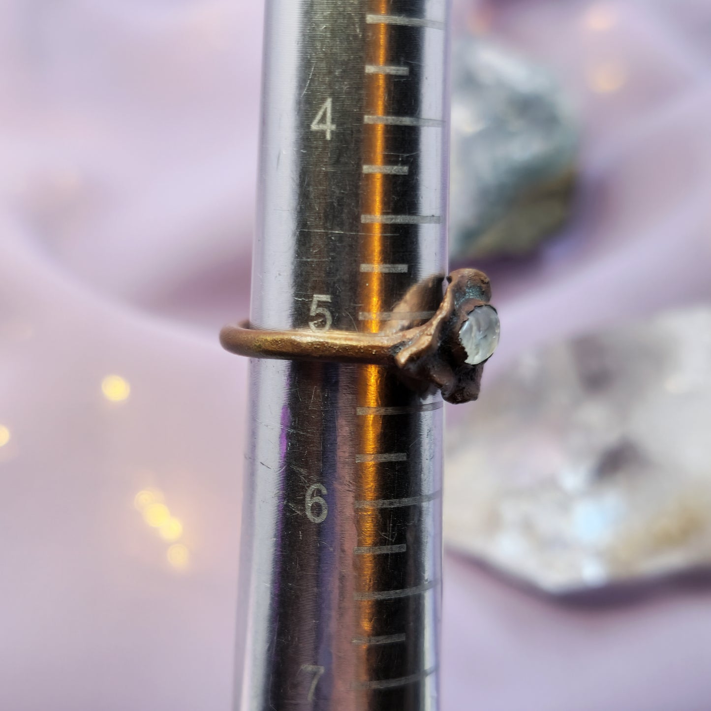 Forest Fairy Quartz Electroformed Copper Leaf Ring