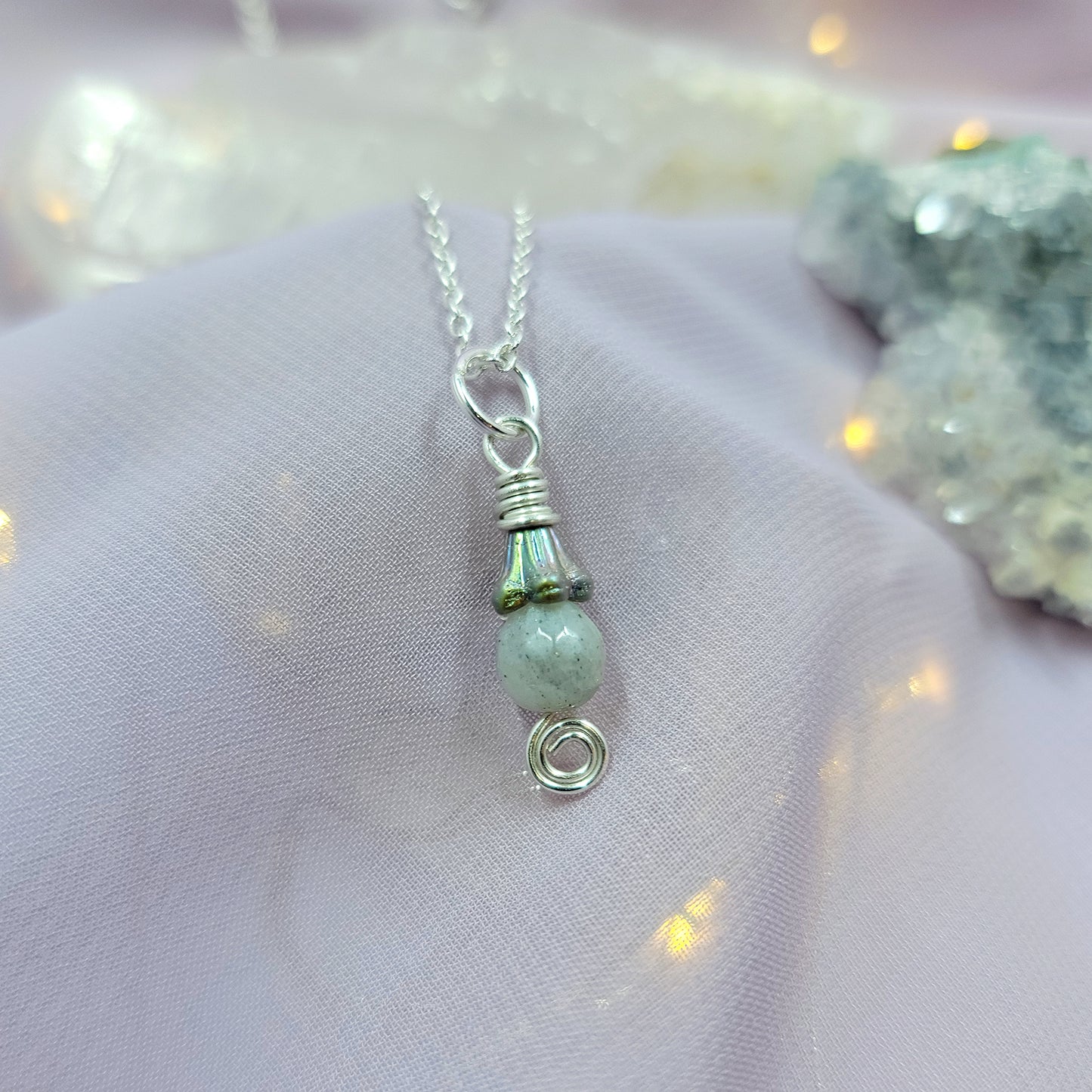 Dainty Fairy Labradorite Flower Necklace